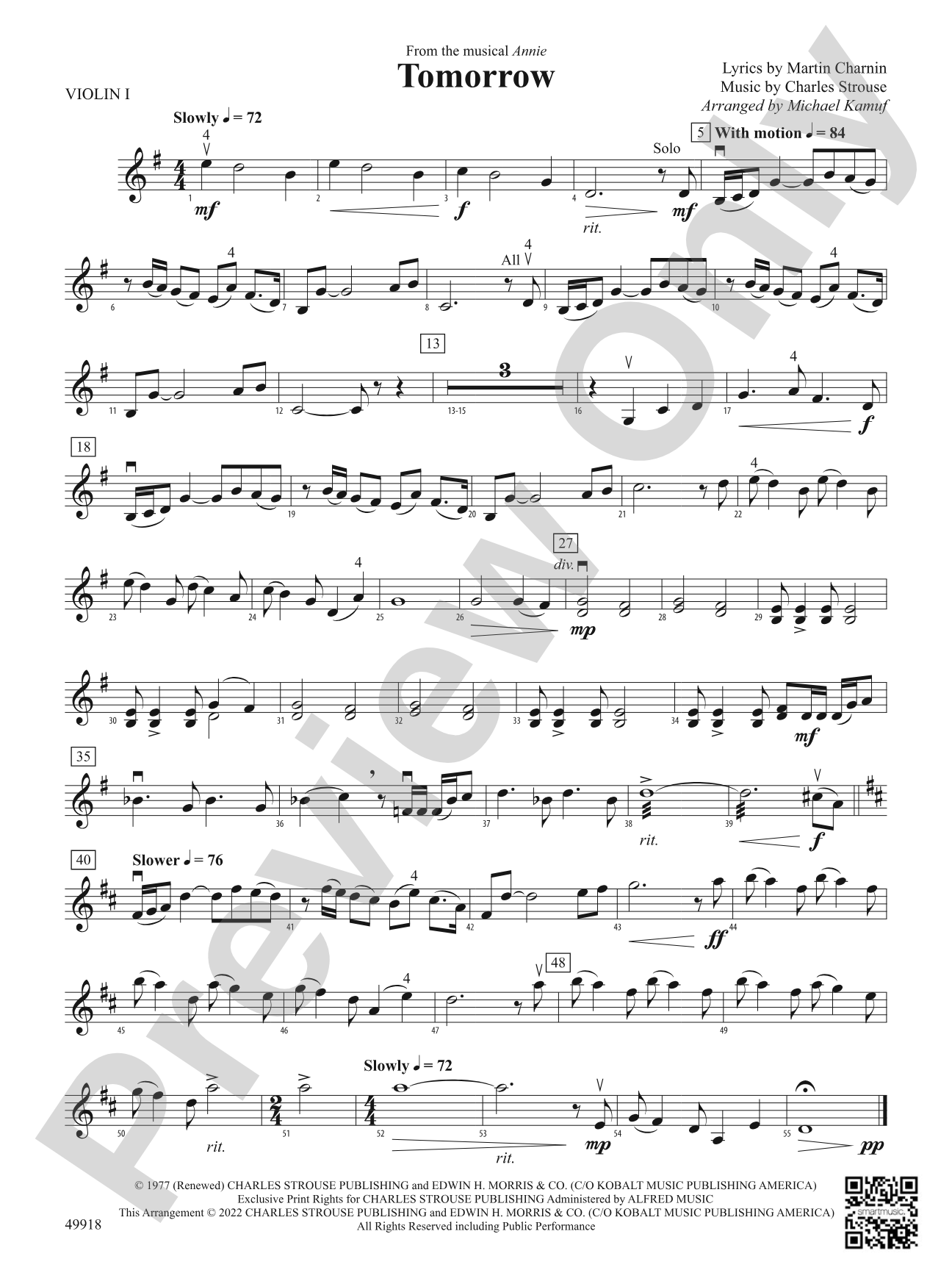 Tomorrow: 1st Violin