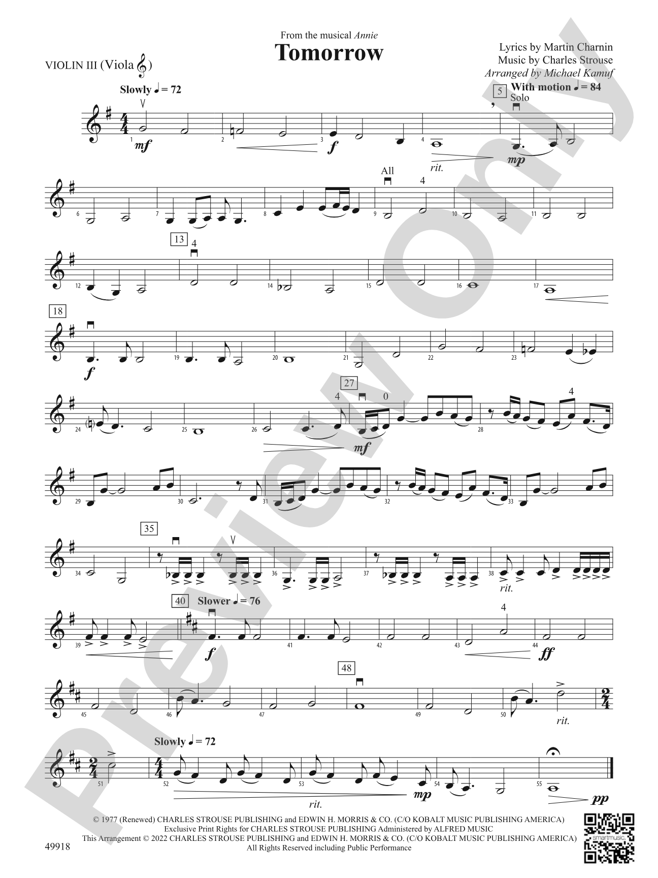 Tomorrow: 3rd Violin (Viola [TC])