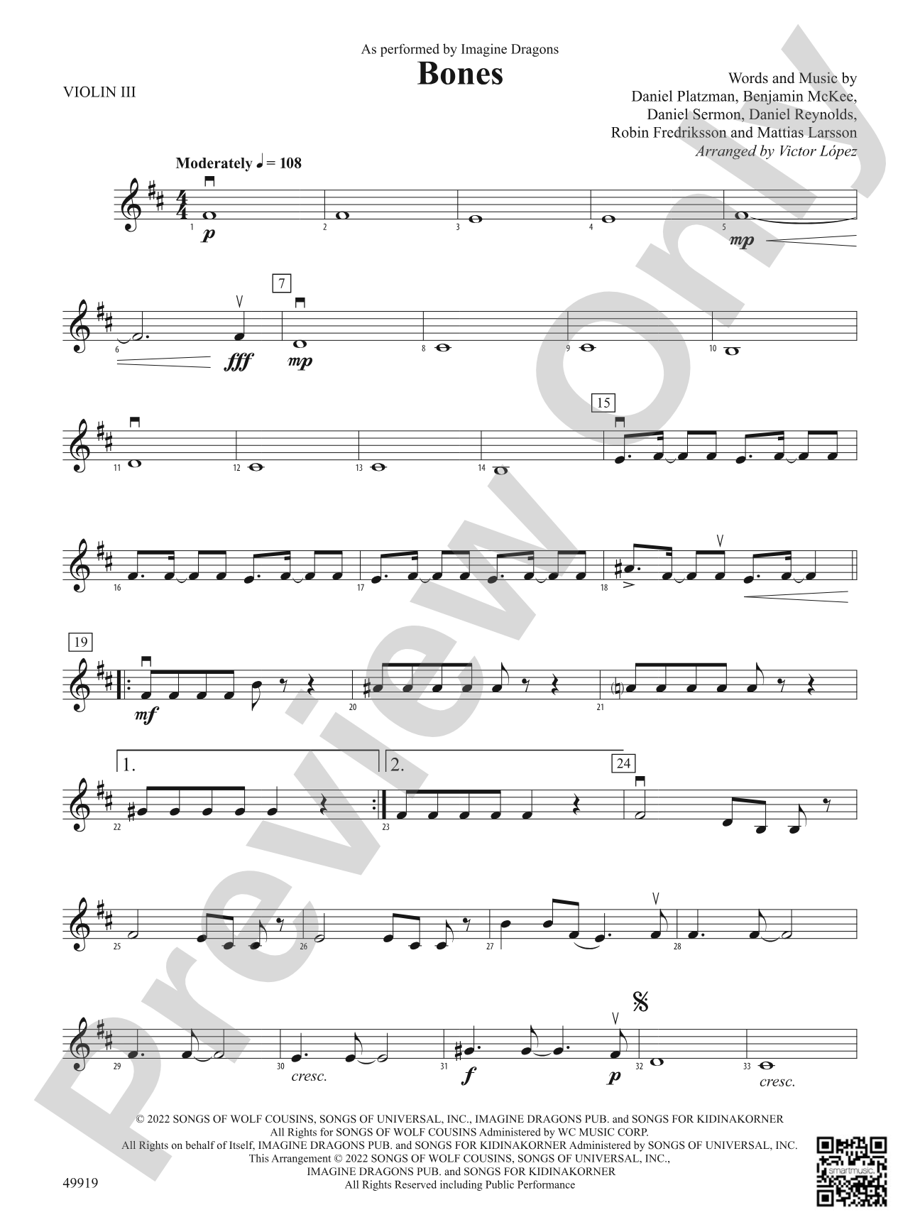 Bones: 3rd Violin (Viola [TC])