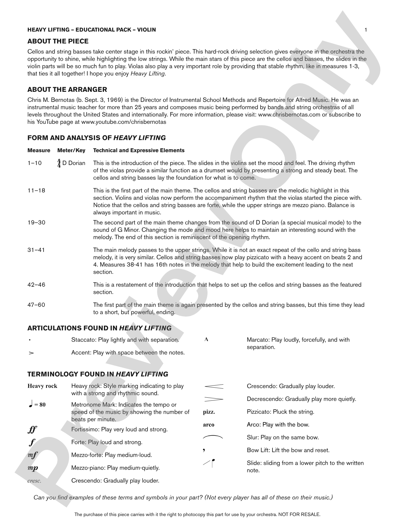 Heavy Lifting: Violin Educational Pack