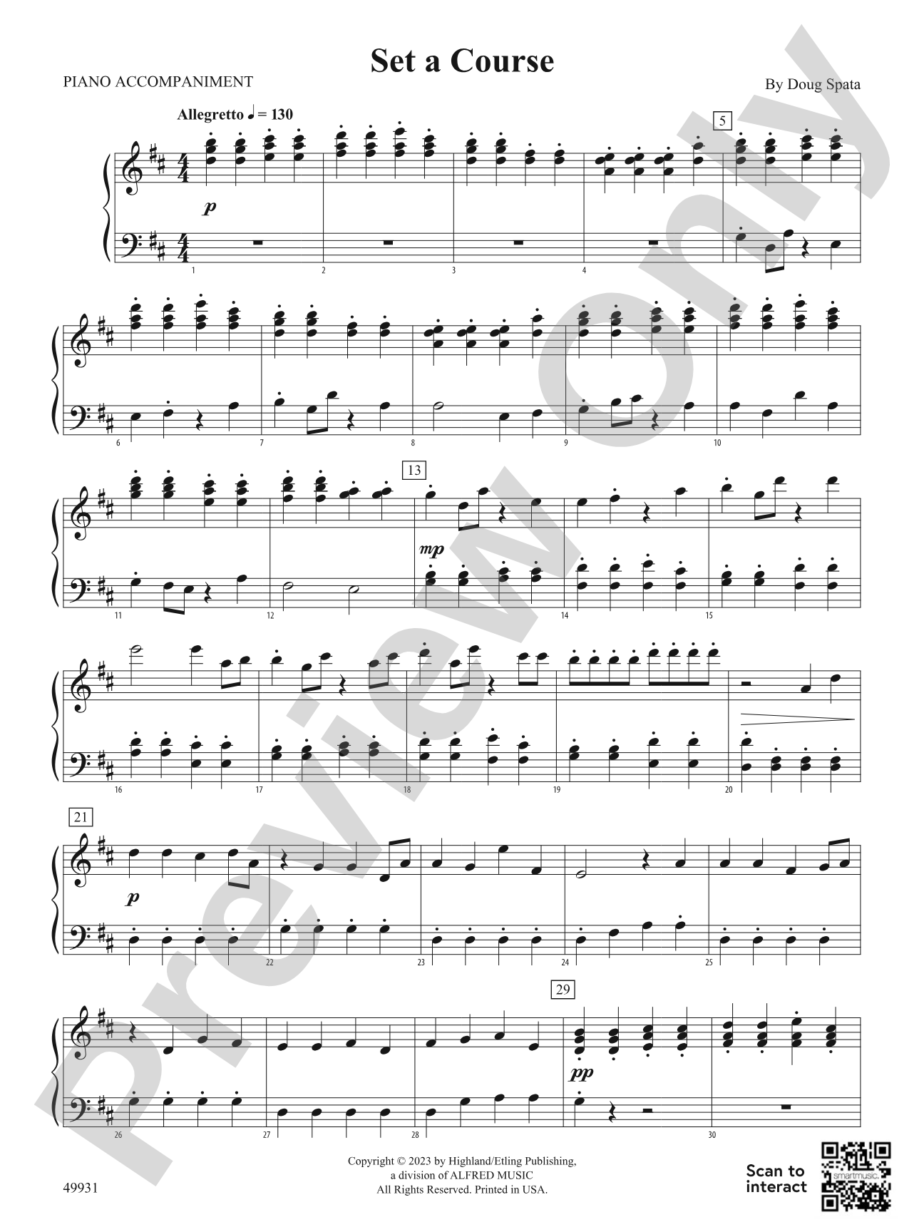 Set a Course: Piano Accompaniment