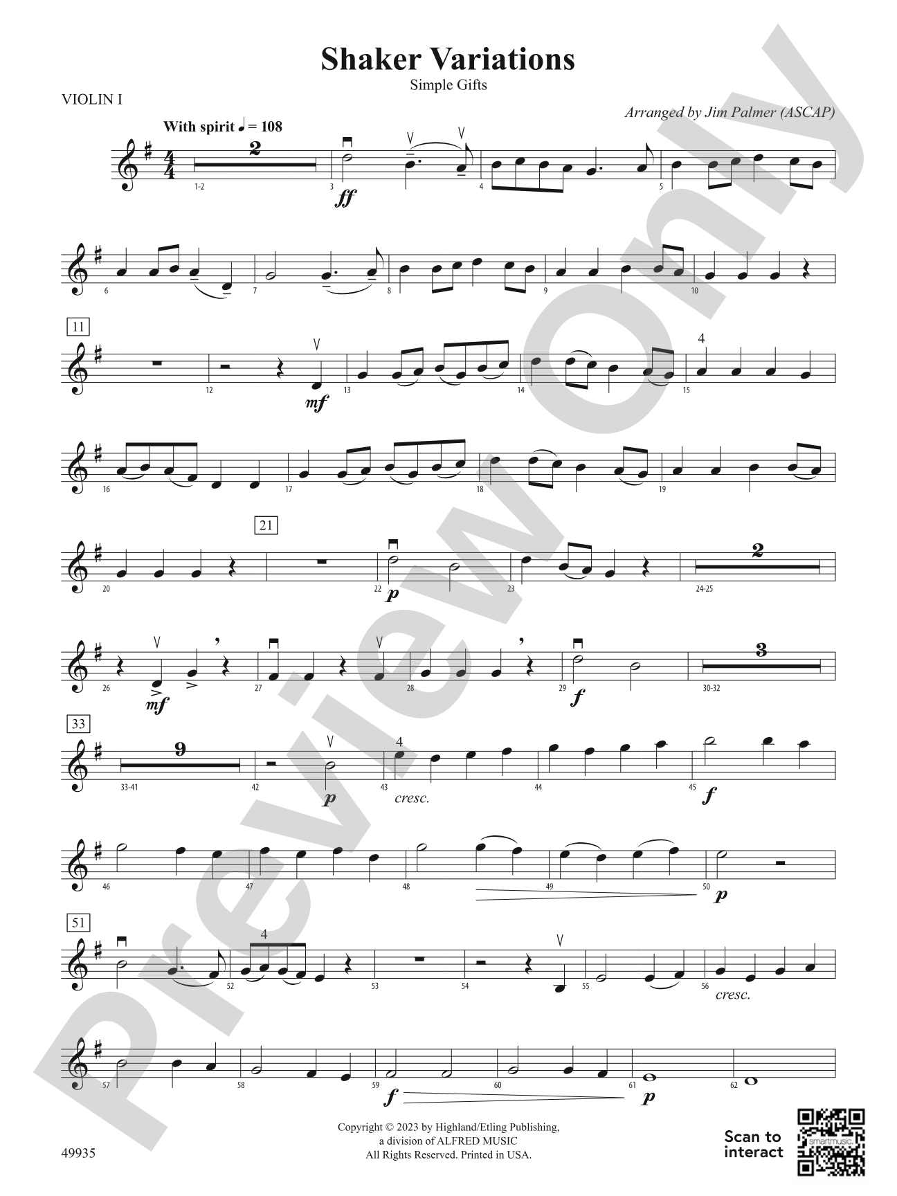 Shaker Variations: 1st Violin
