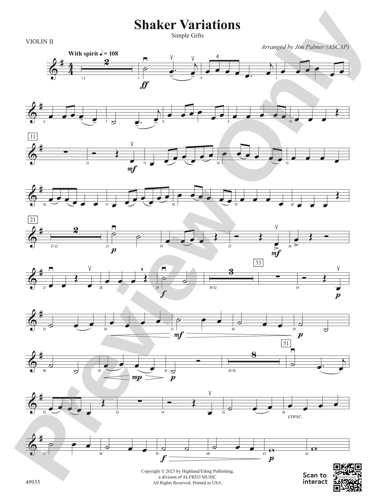 Shaker Variations: 2nd Violin