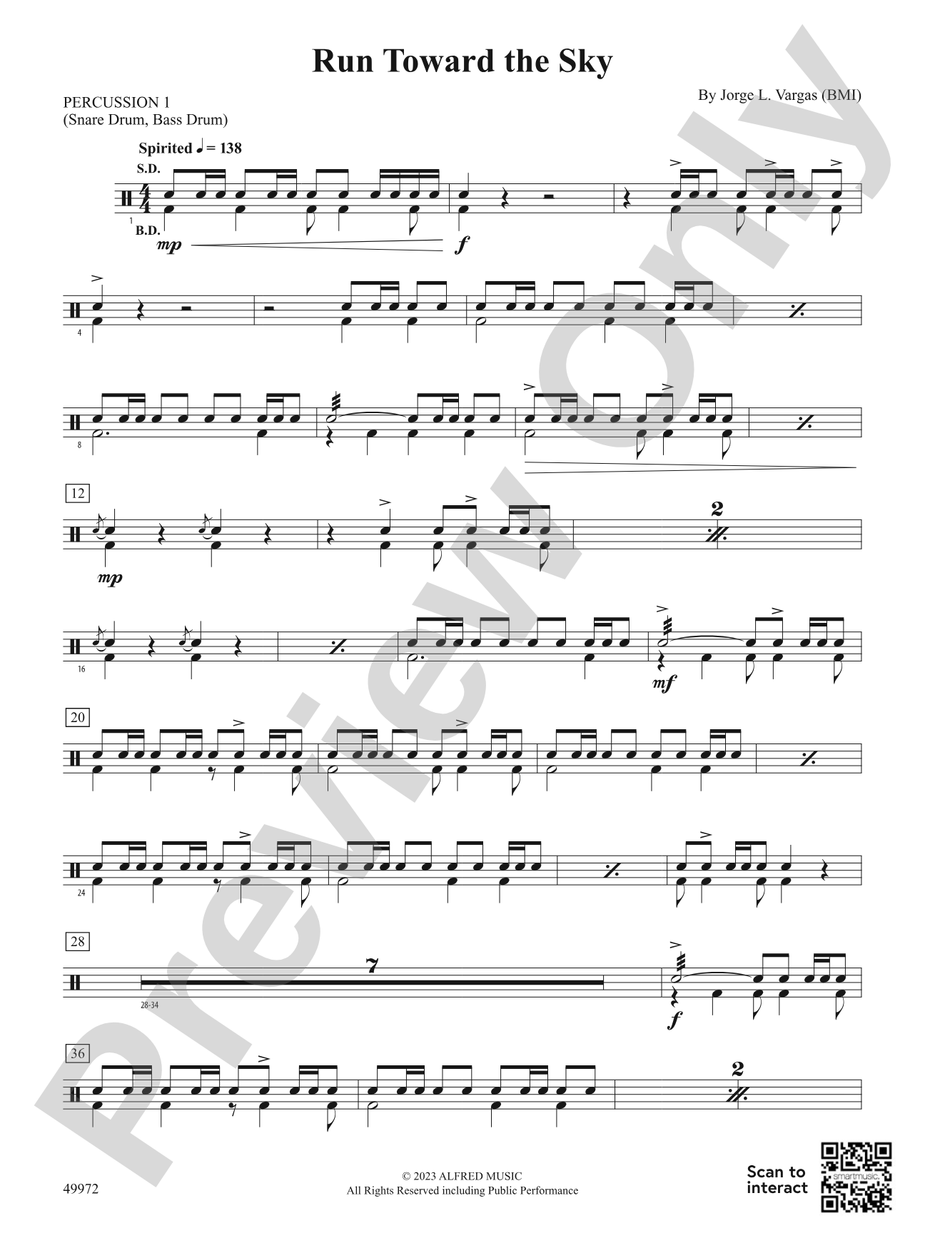 Run Toward the Sky: 1st Percussion