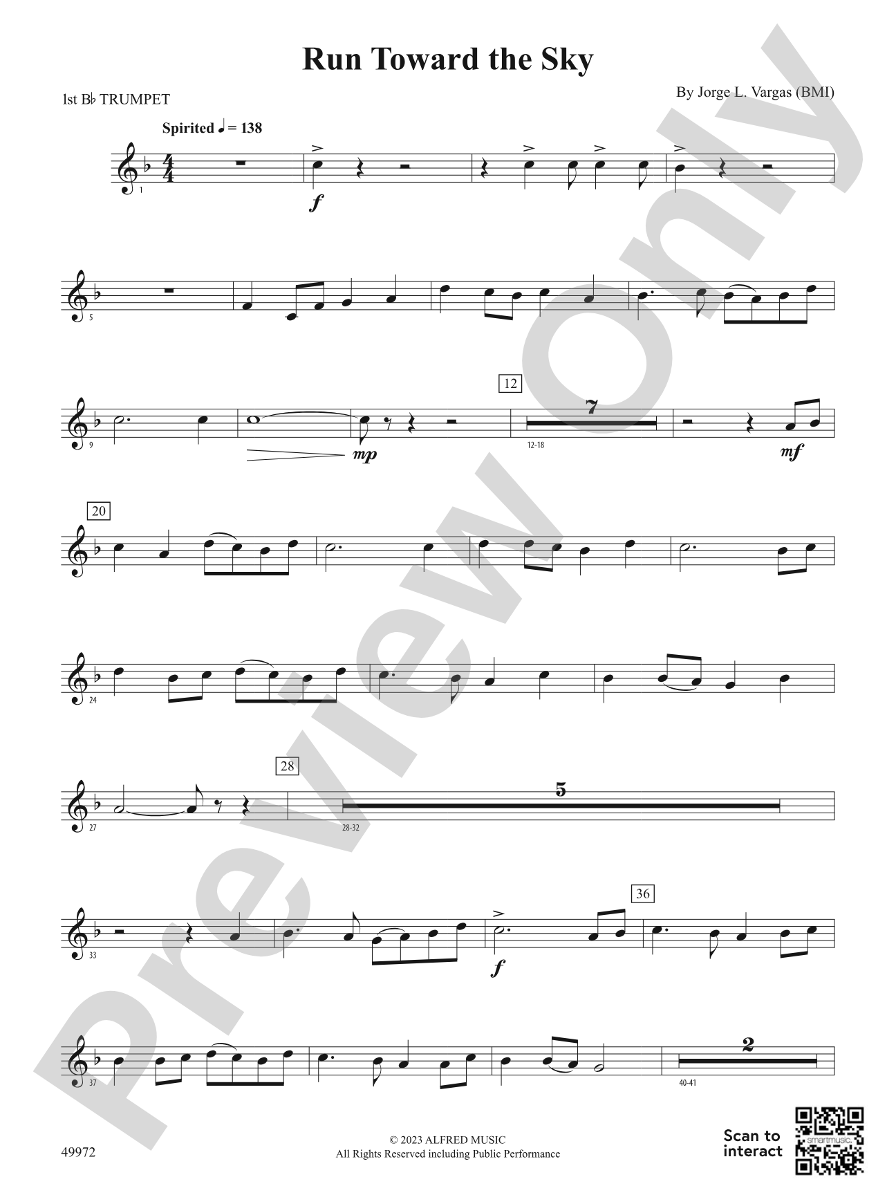 Run Toward the Sky: 1st B-flat Trumpet