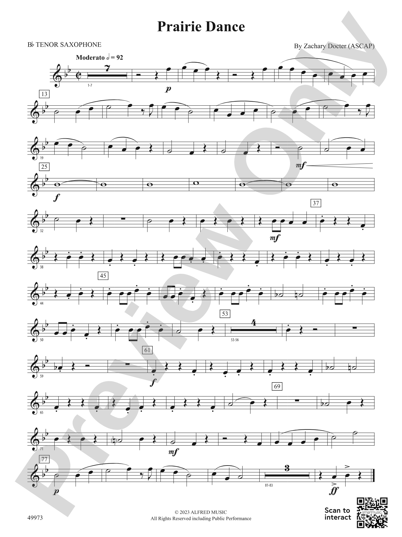 Prairie Dance: B-flat Tenor Saxophone