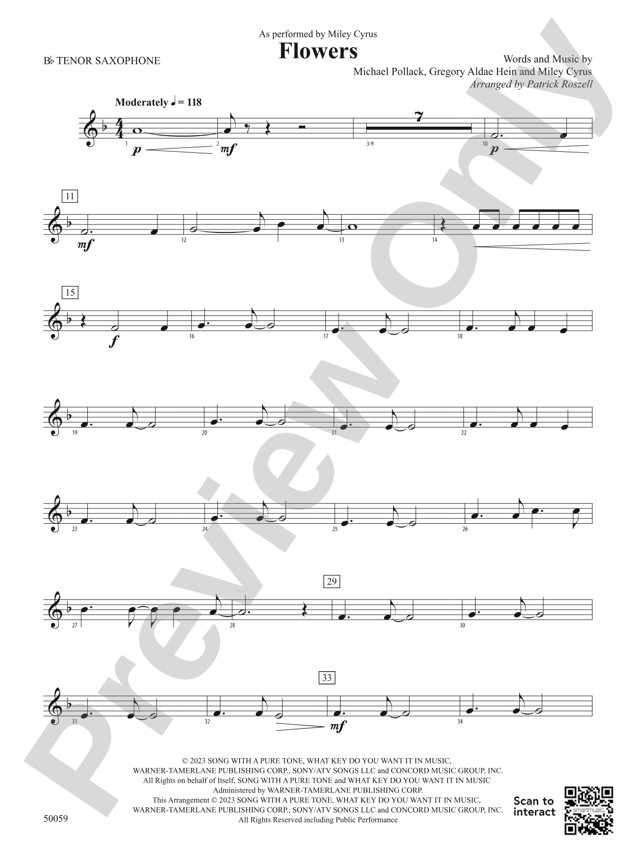 Flowers: B-flat Tenor Saxophone