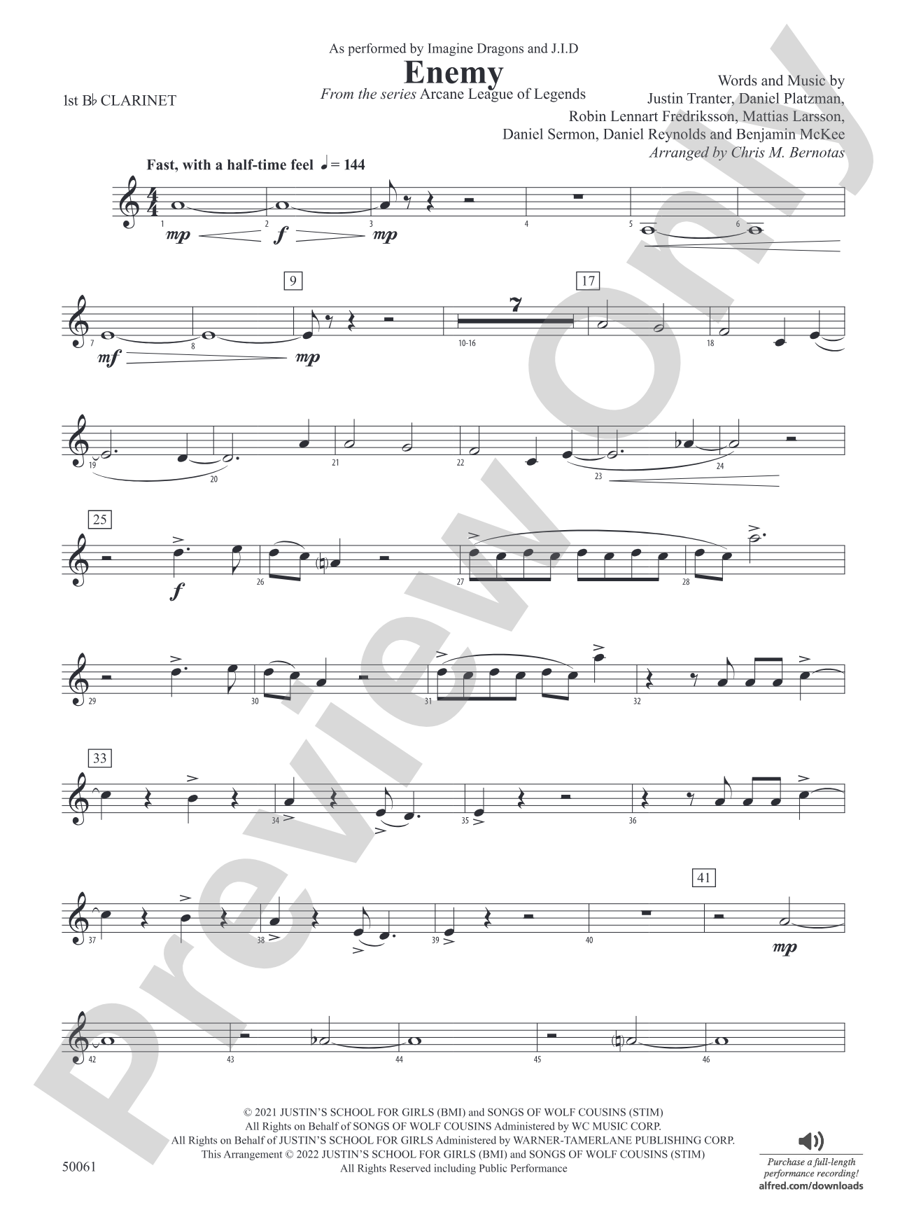 Enemy: 1st B-flat Clarinet