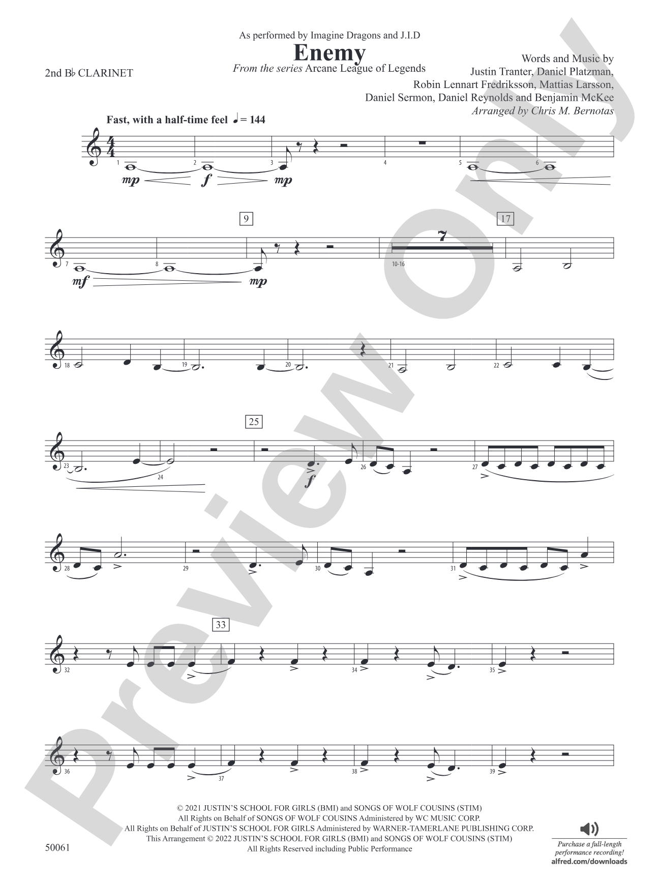 Enemy: 2nd B-flat Clarinet
