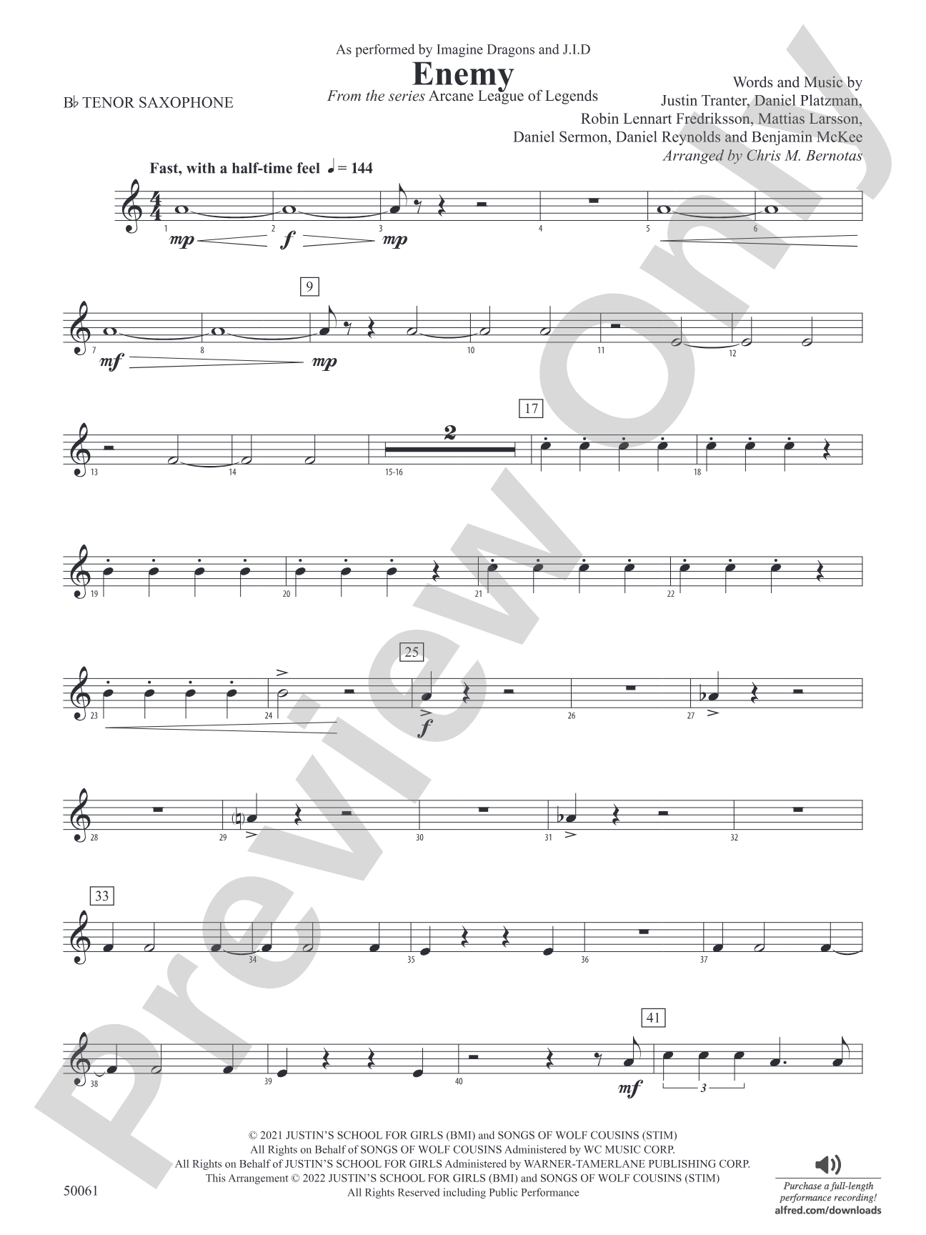 Enemy: B-flat Tenor Saxophone