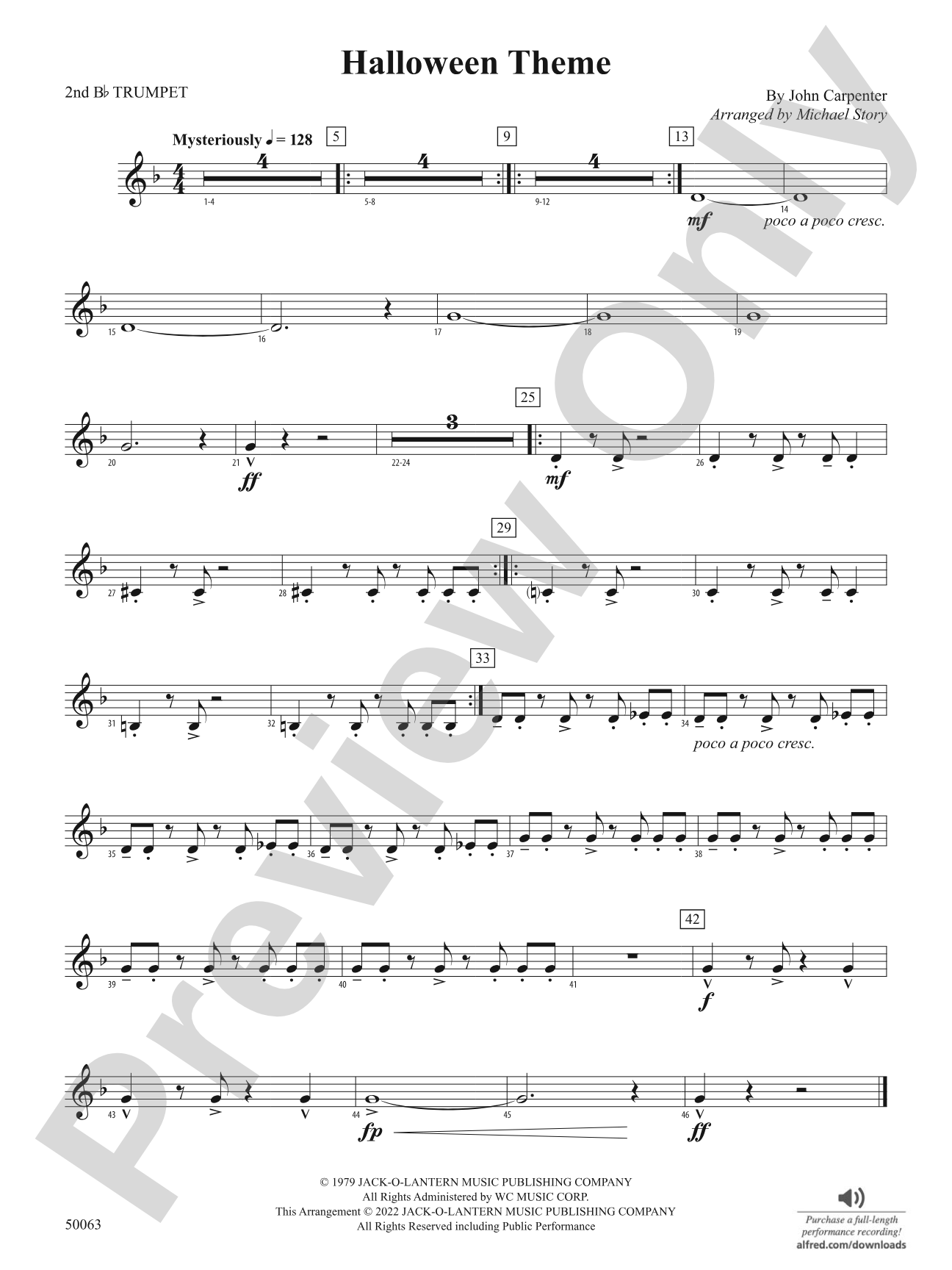 Halloween Theme: 2nd B-flat Trumpet