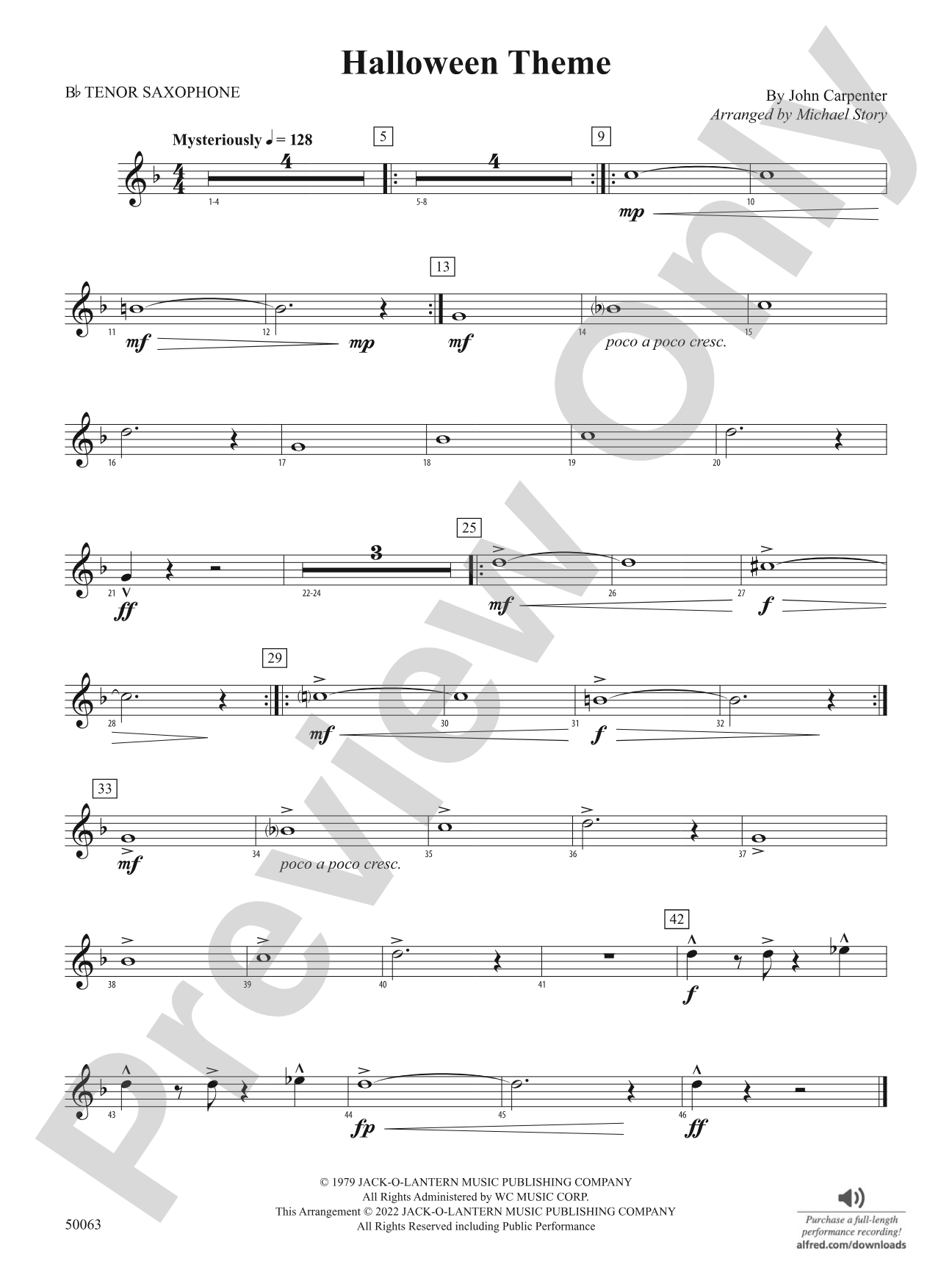 Halloween Theme: B-flat Tenor Saxophone