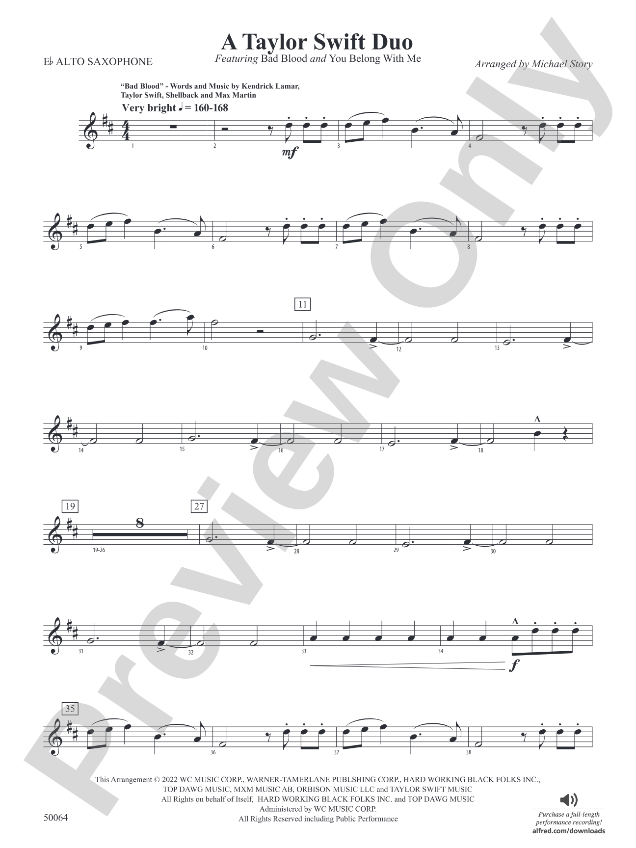A Taylor Swift Duo: E-flat Alto Saxophone