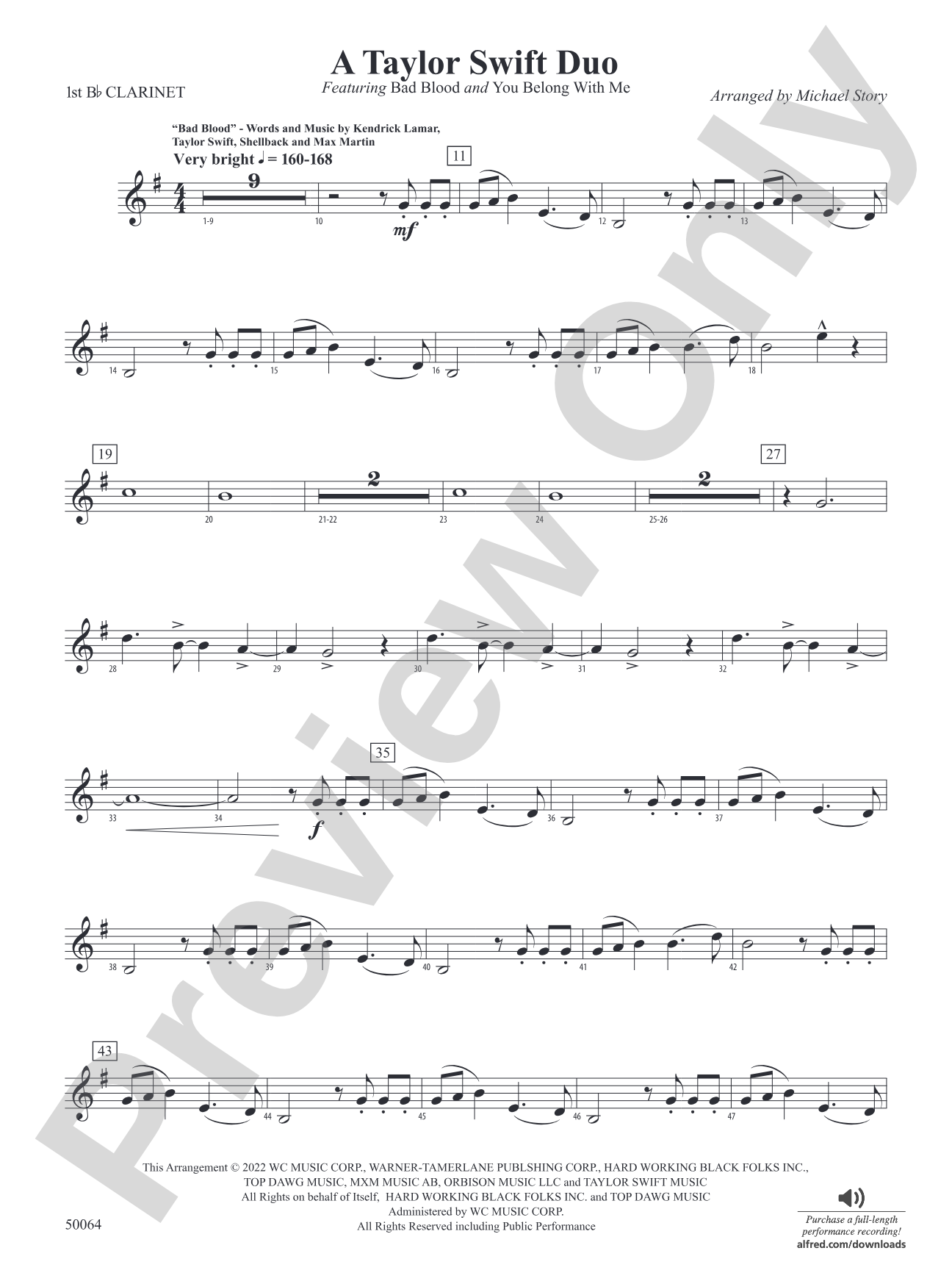 A Taylor Swift Duo: 1st B-flat Clarinet