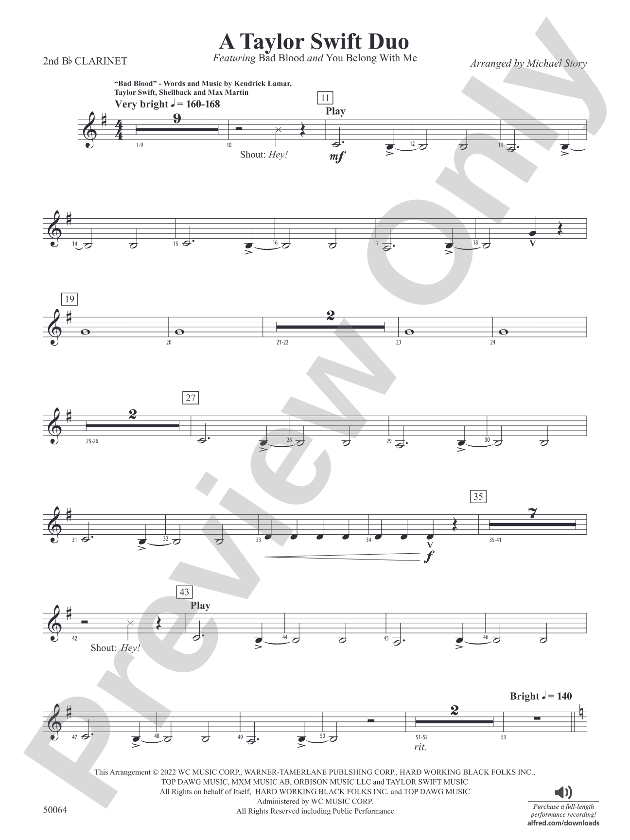 A Taylor Swift Duo: 2nd B-flat Clarinet