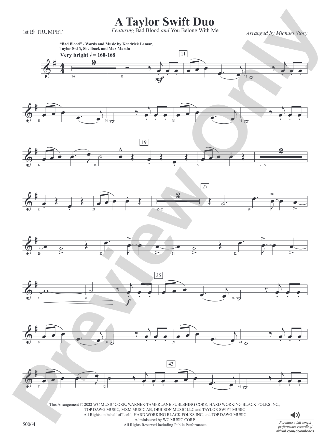 A Taylor Swift Duo: 1st B-flat Trumpet