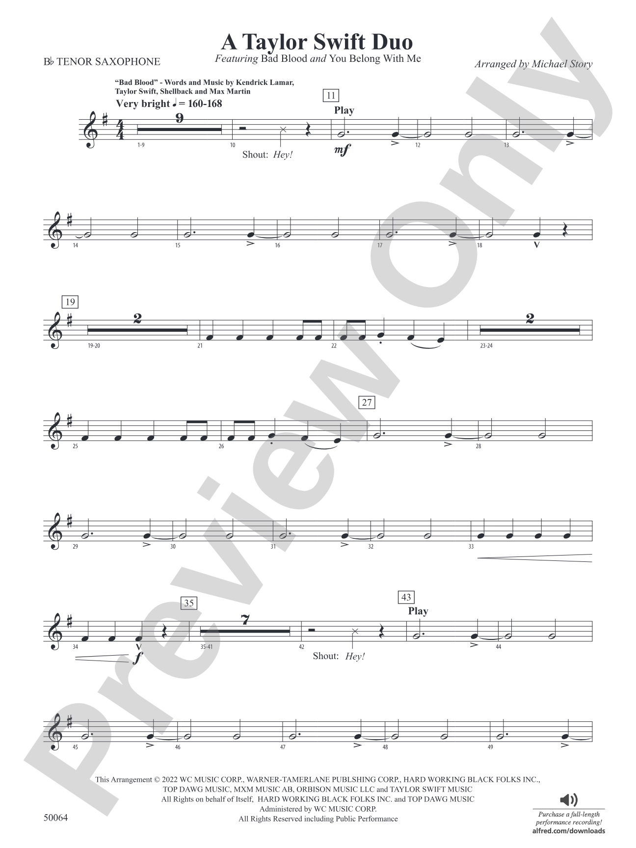 A Taylor Swift Duo: B-flat Tenor Saxophone