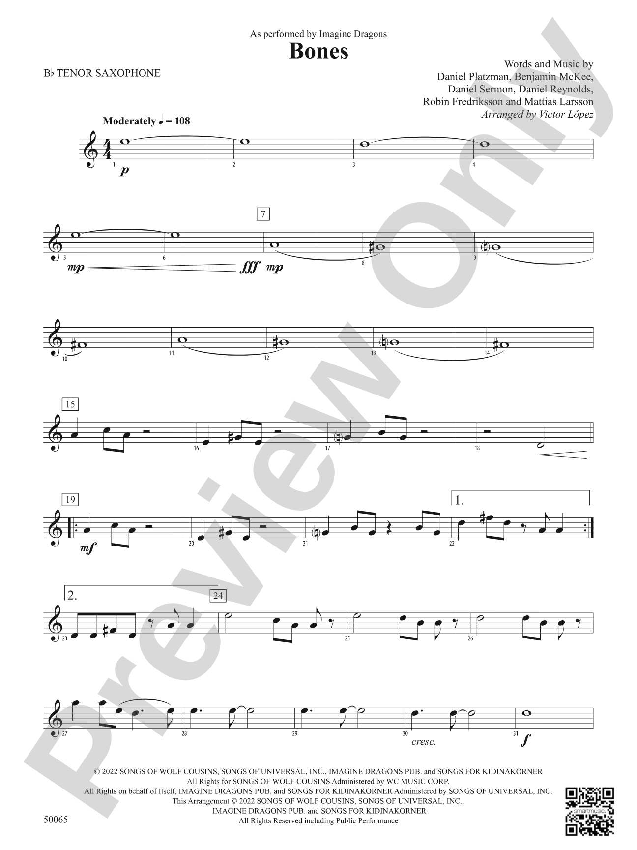 Bones: B-flat Tenor Saxophone