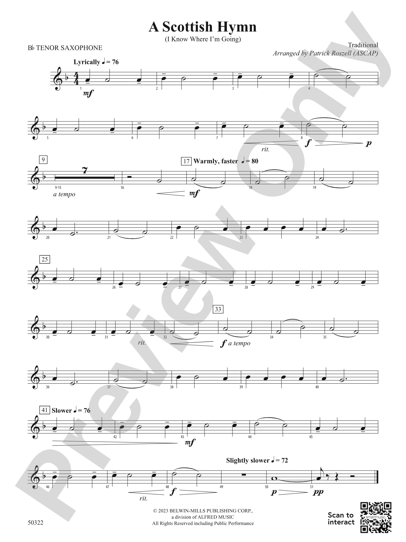 A Scottish Hymn: B-flat Tenor Saxophone