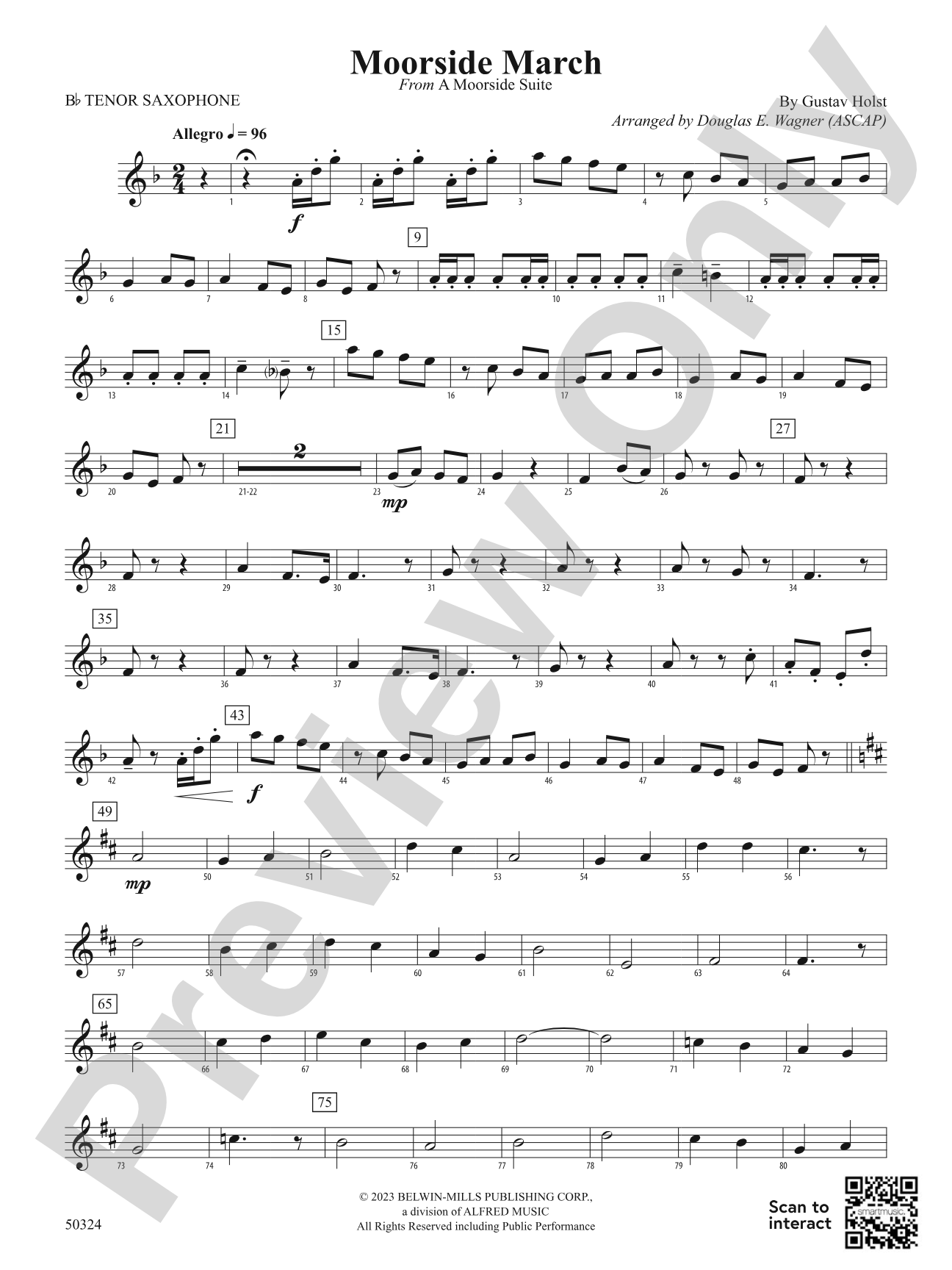 Moorside March: B-flat Tenor Saxophone