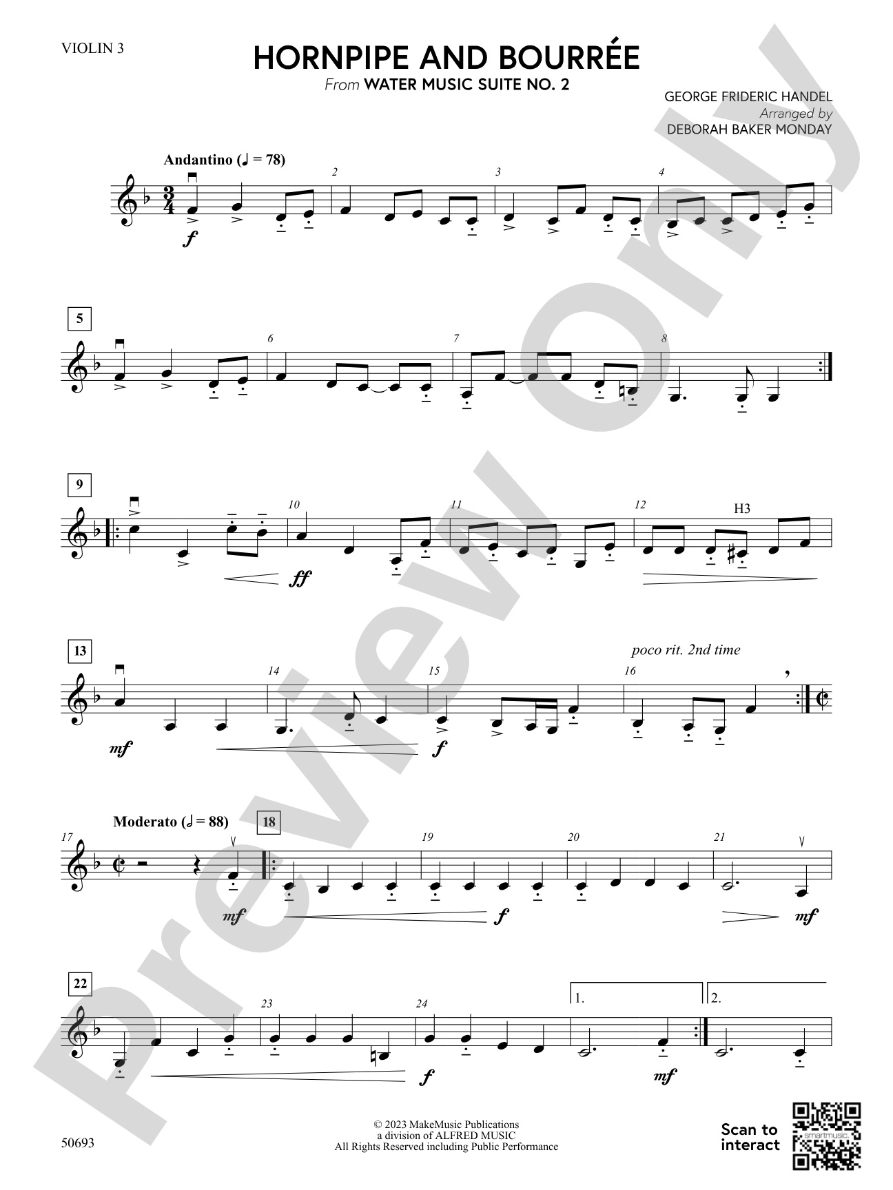 Hornpipe and Bourrée: 3rd Violin (Viola [TC])