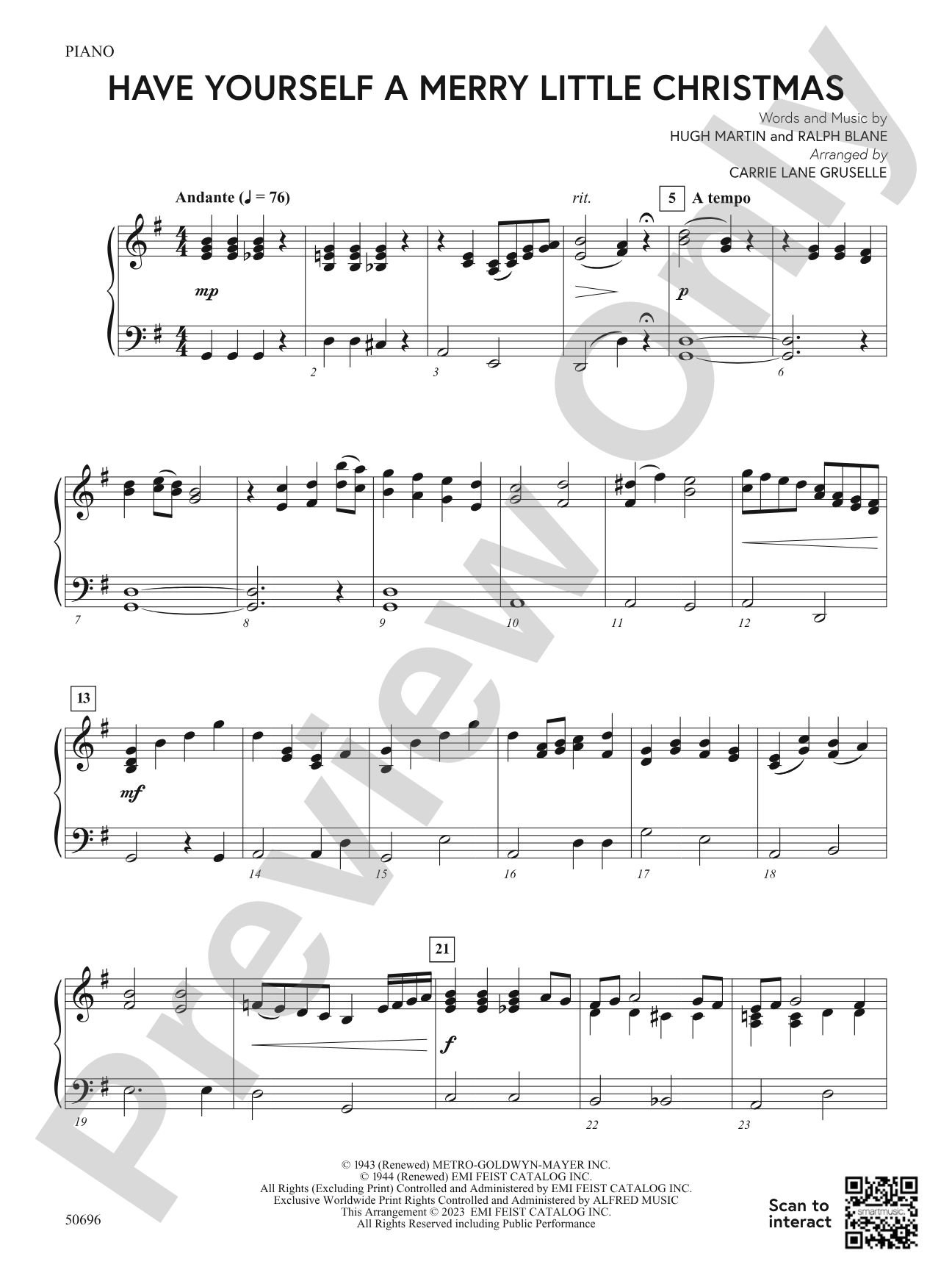 Have Yourself a Merry Little Christmas: Piano Accompaniment