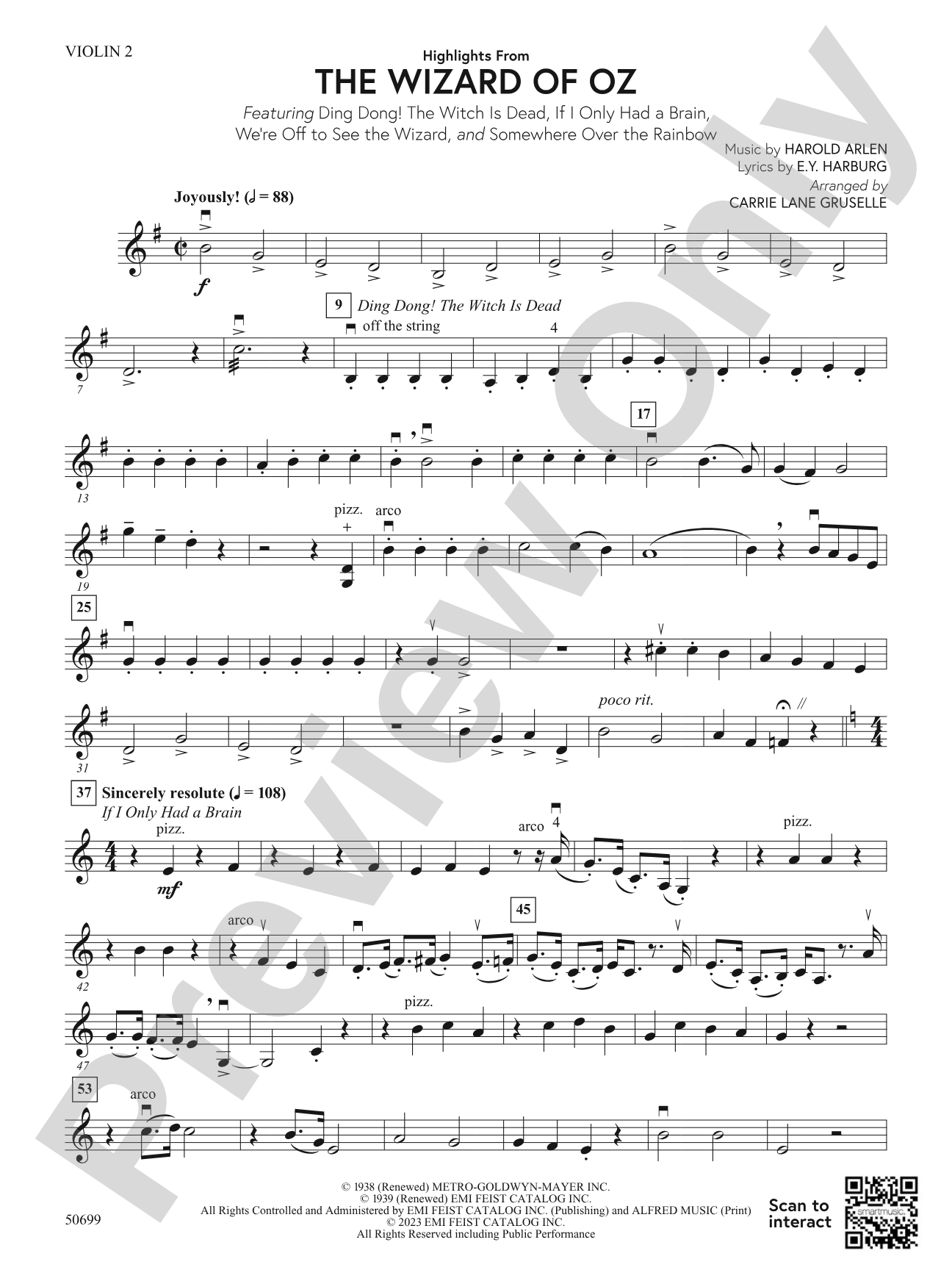 Highlights from The Wizard of Oz: 2nd Violin