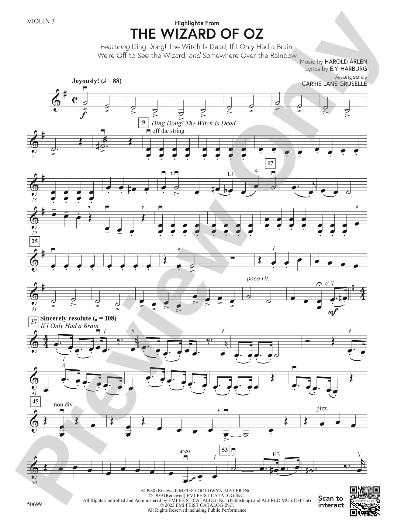 Highlights from The Wizard of Oz: 3rd Violin (Viola [TC])