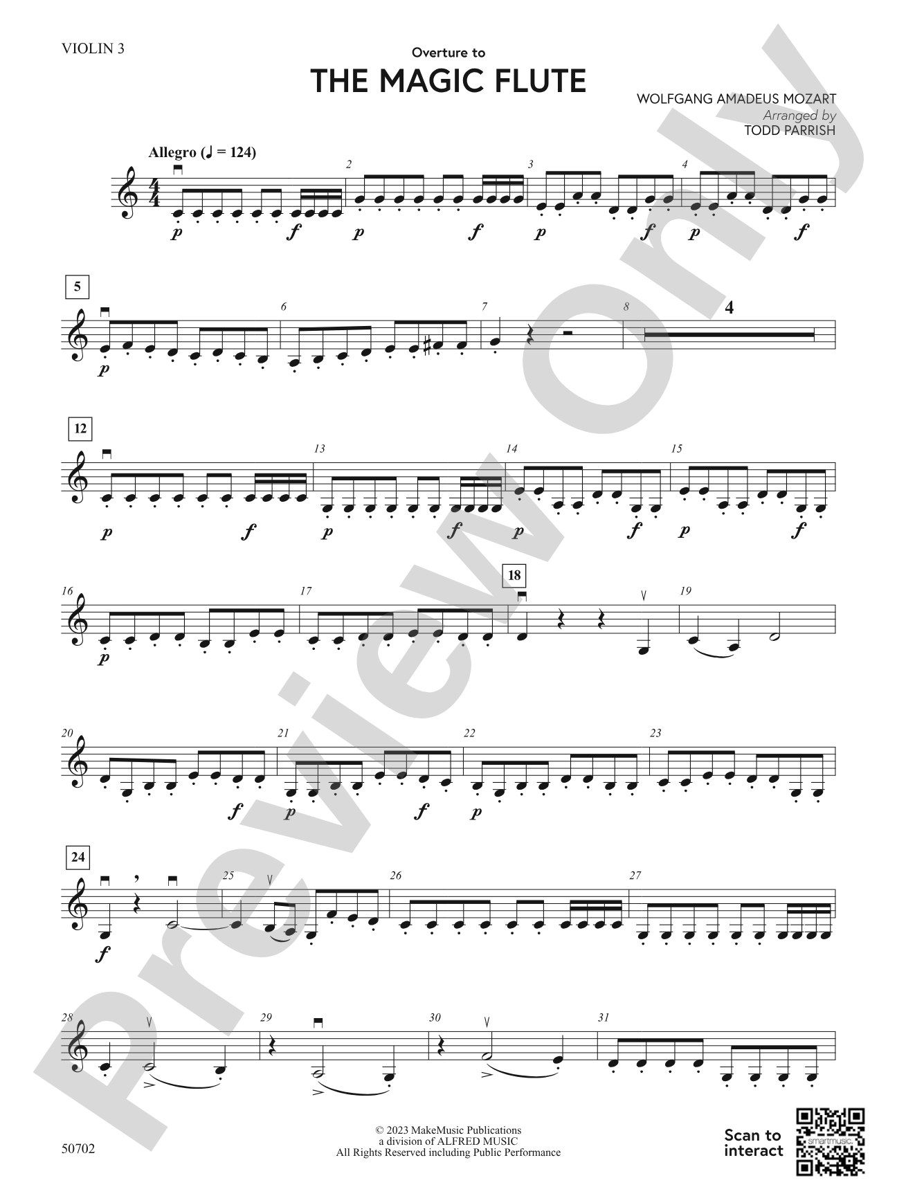 Overture to The Magic Flute: 3rd Violin (Viola [TC])