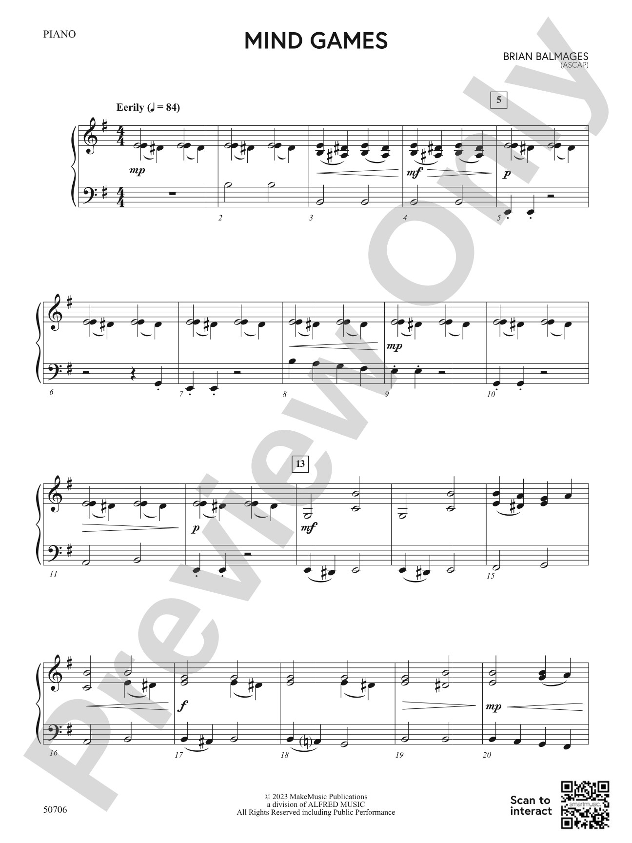 Mind Games: Piano Accompaniment