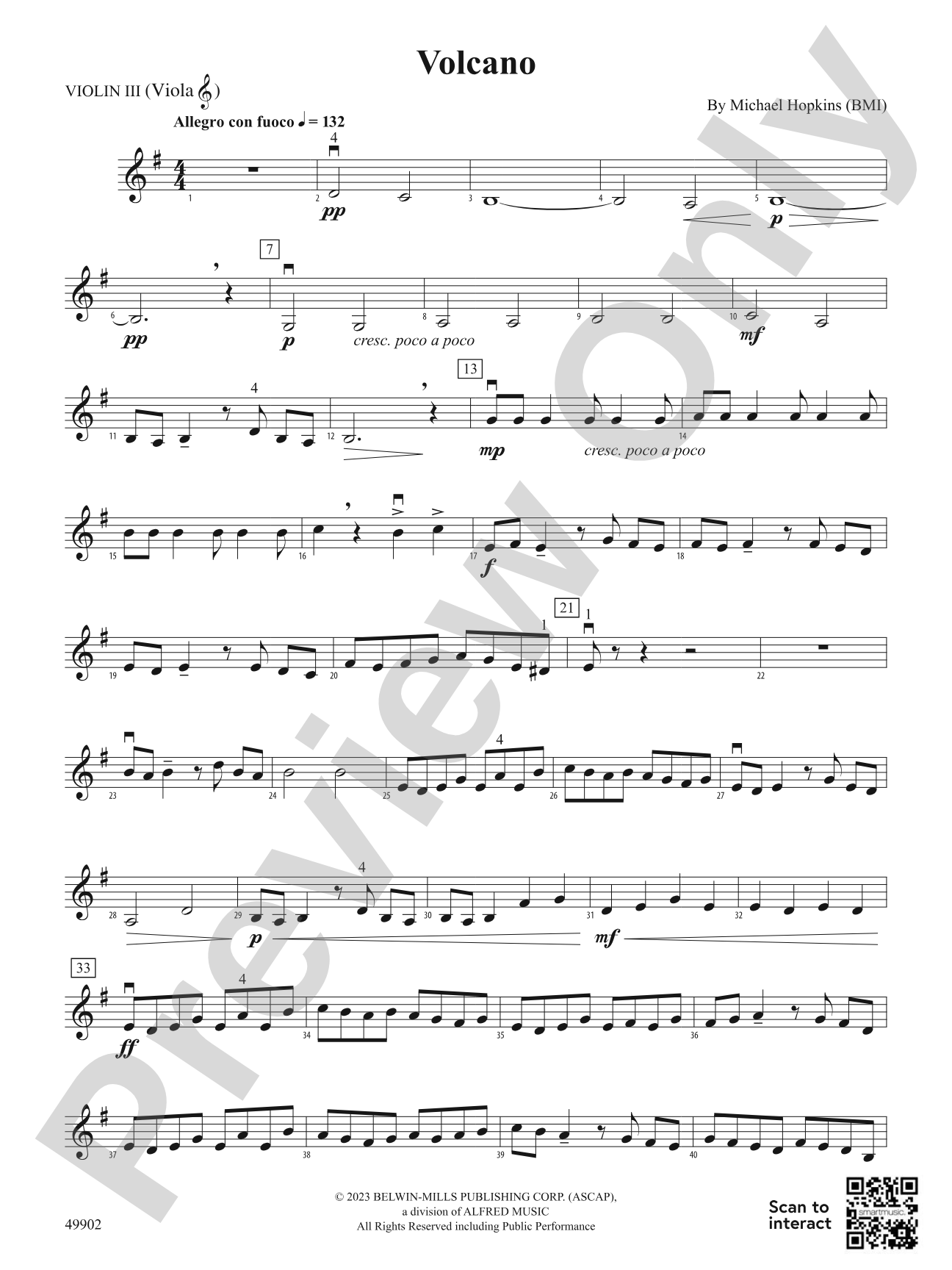 Volcano: 3rd Violin (Viola [TC])