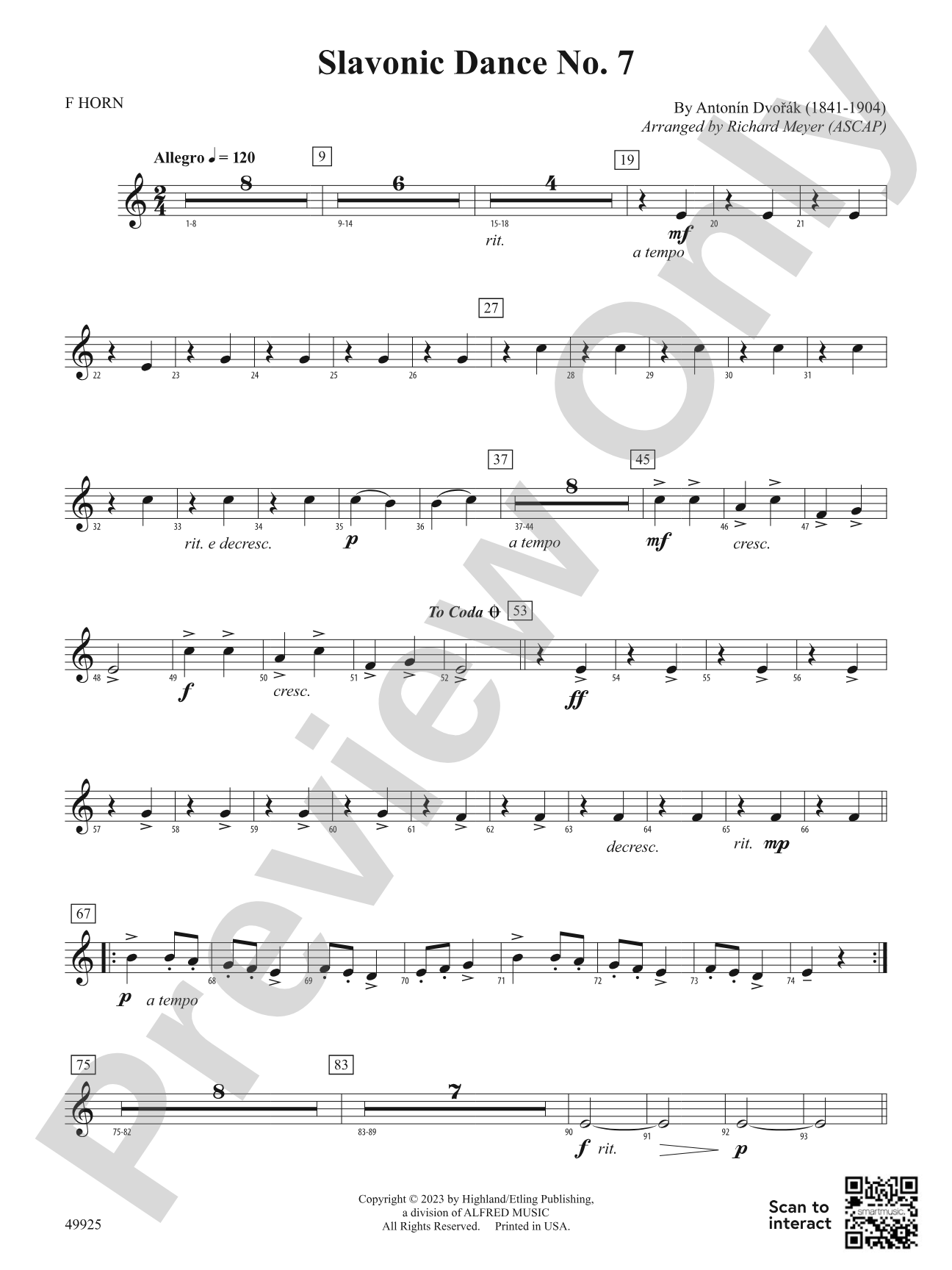 Slavonic Dance No. 7: 1st F Horn