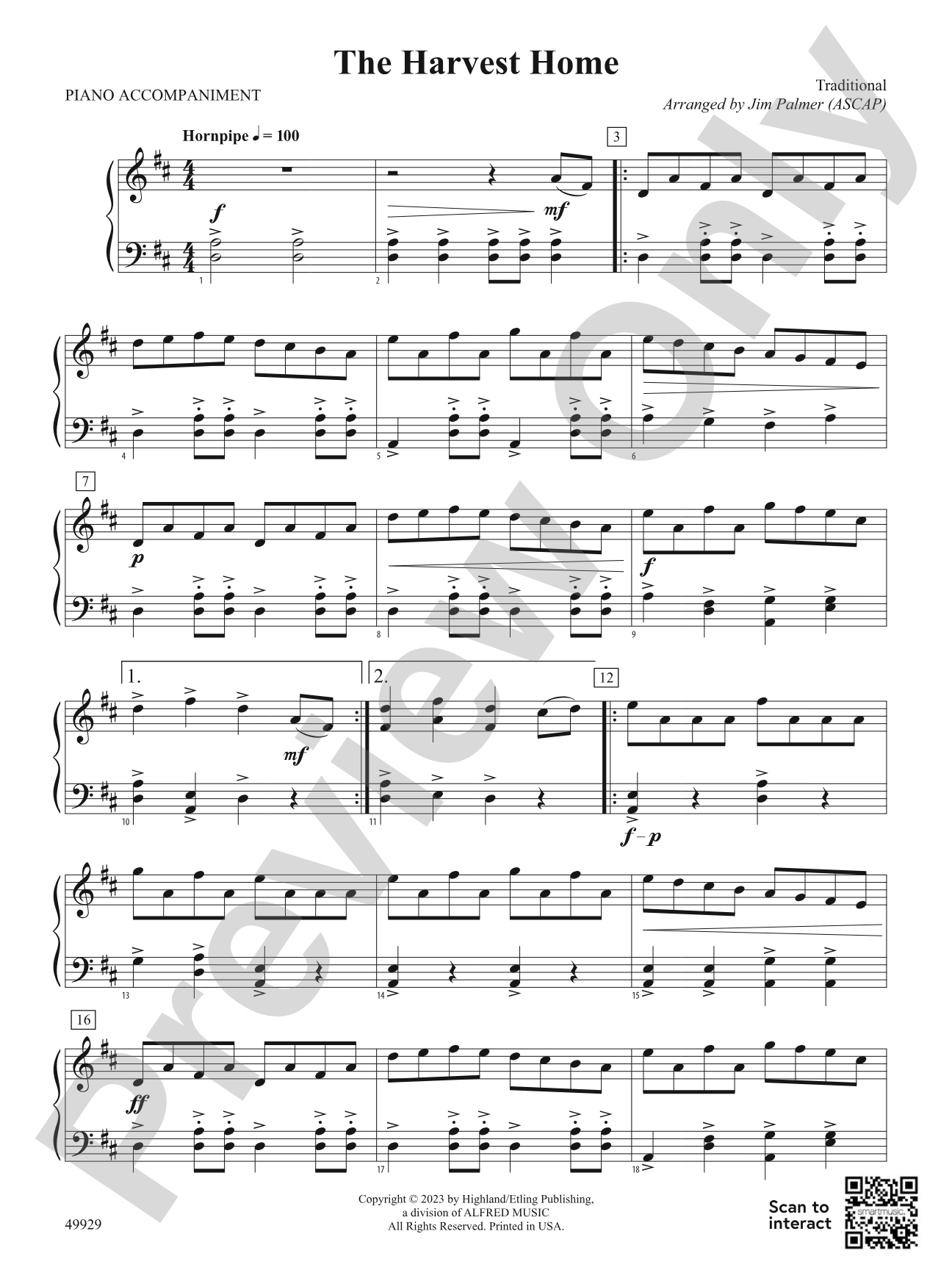 The Harvest Home: Piano Accompaniment
