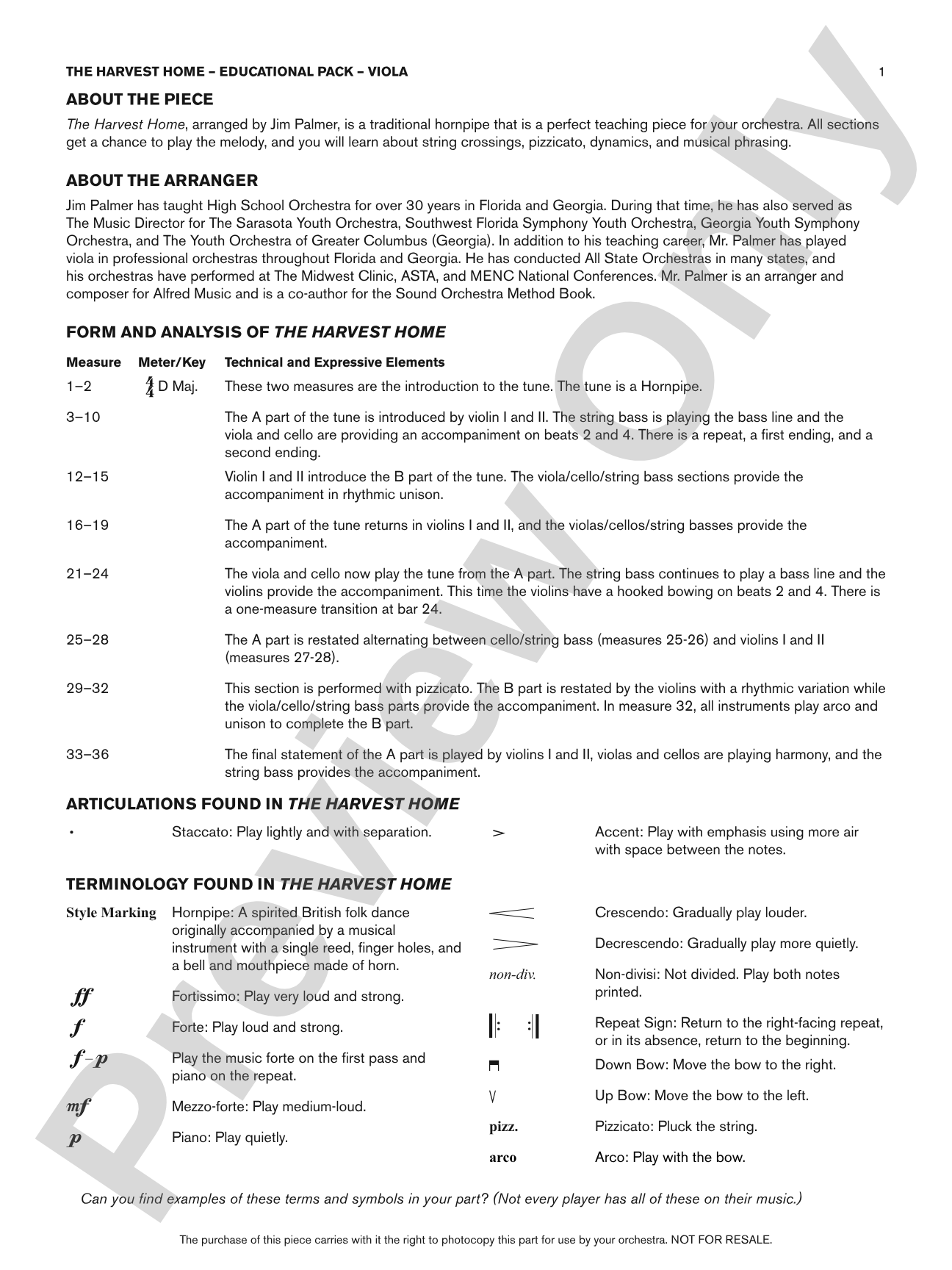 The Harvest Home: Viola Educational Pack