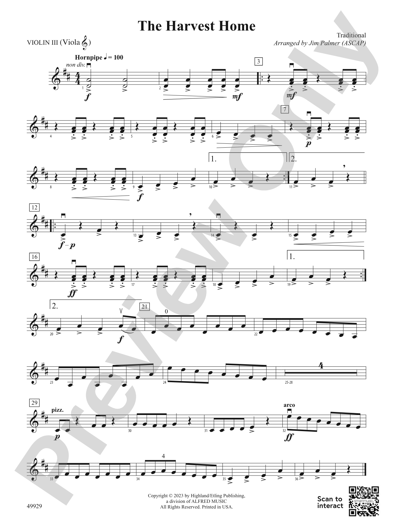The Harvest Home: 3rd Violin (Viola [TC])