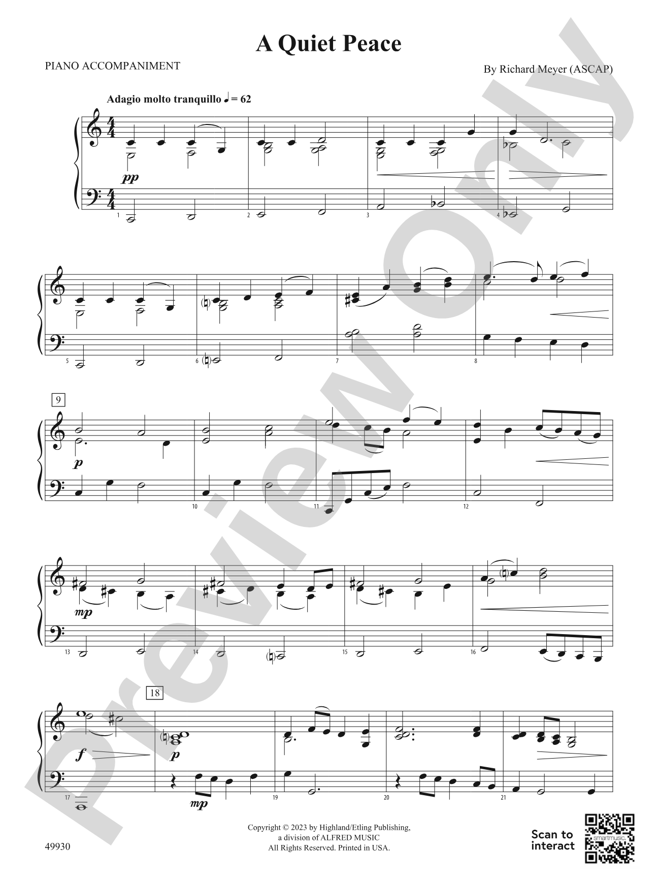 A Quiet Peace: Piano Accompaniment