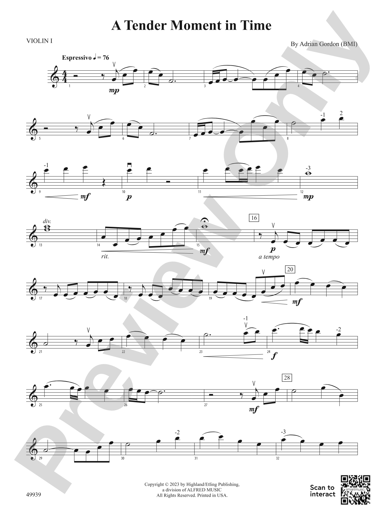 A Tender Moment in Time: 1st Violin