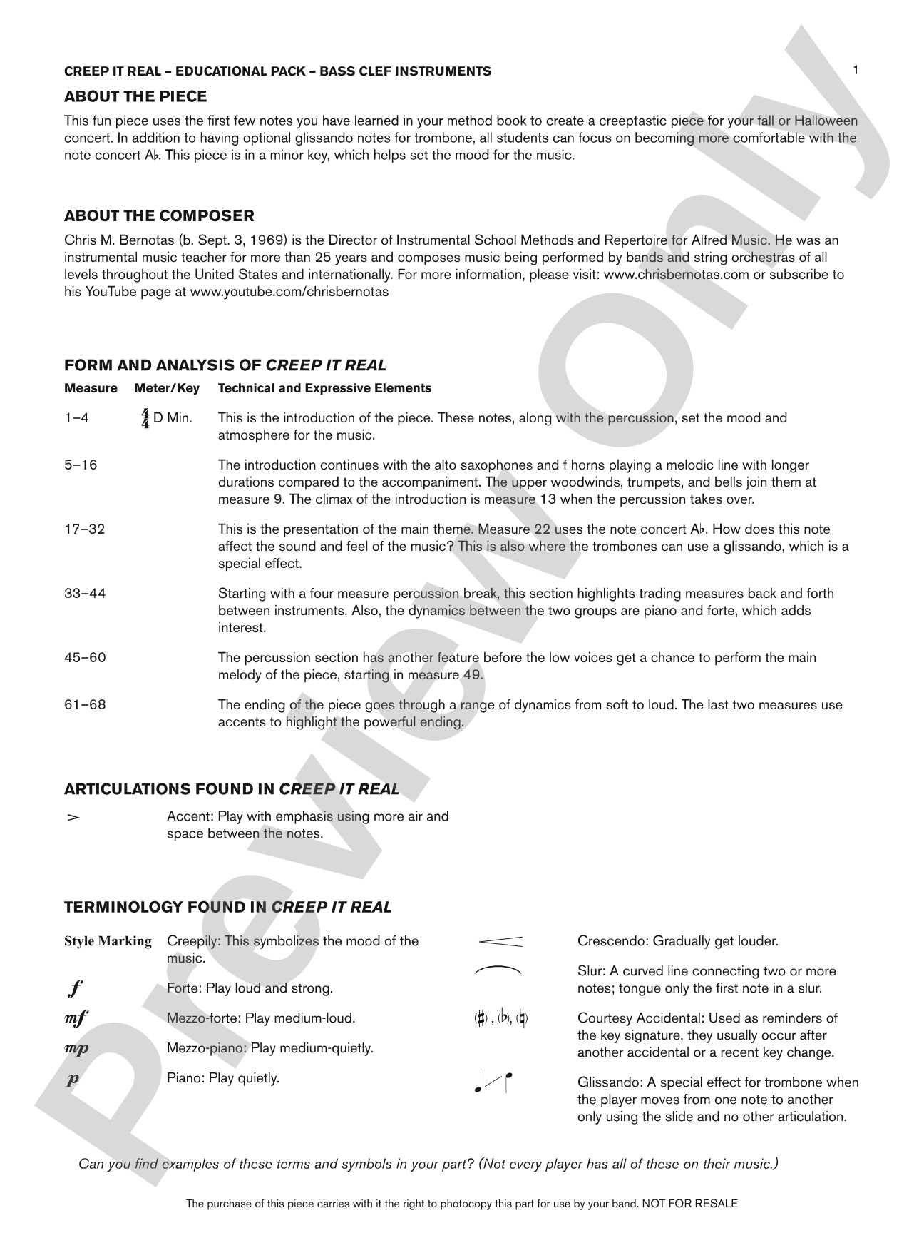 Creep It Real: Bass Clef Educational Pack