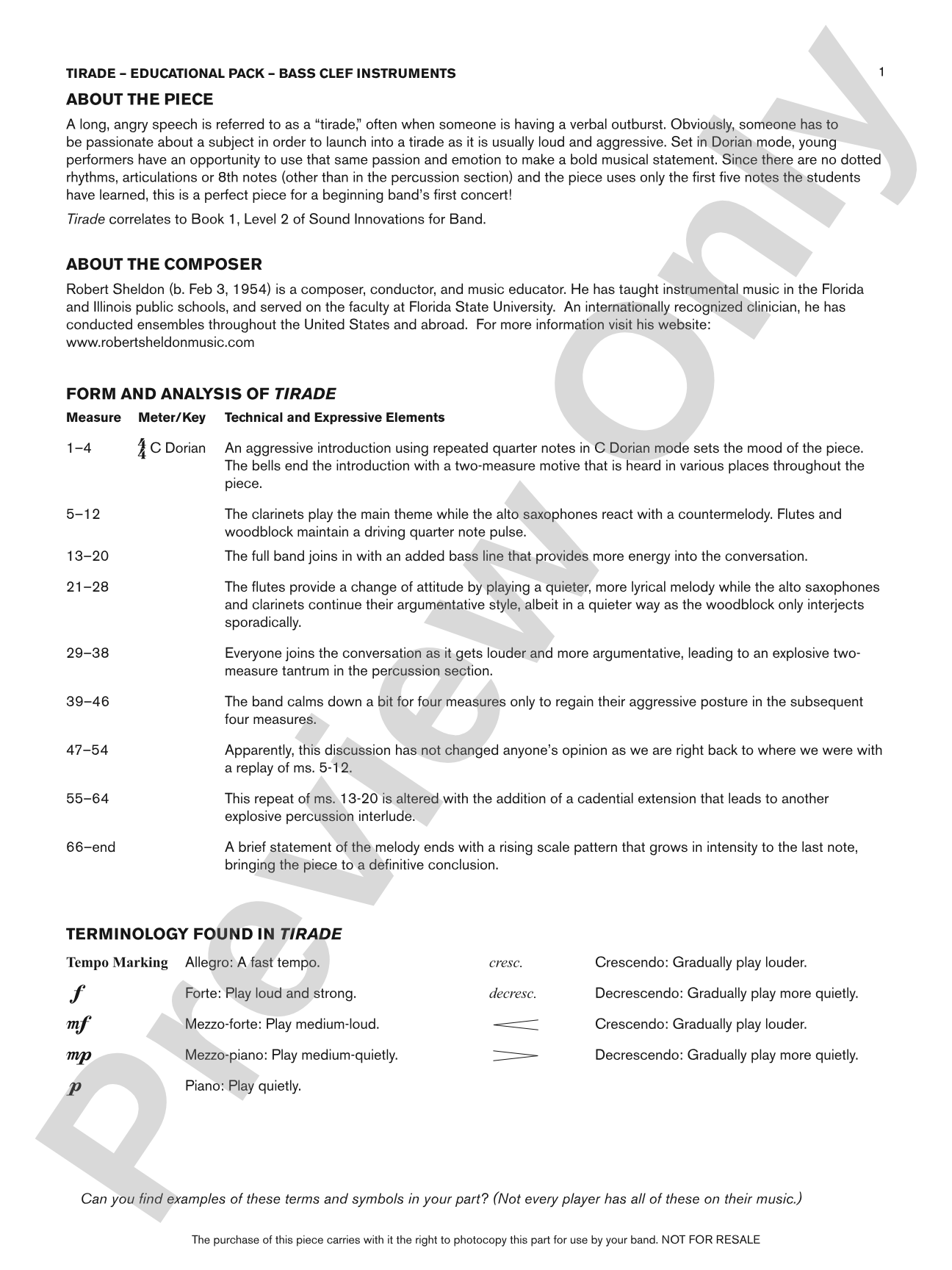Tirade: Bass Clef Educational Pack