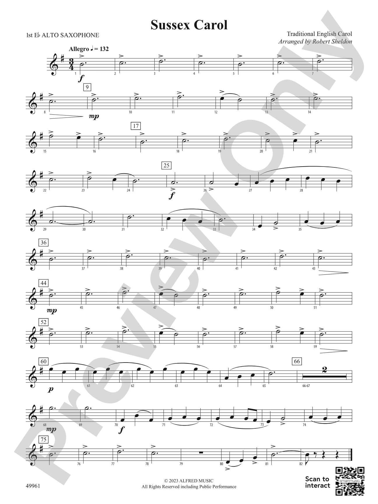Sussex Carol: E-flat Alto Saxophone