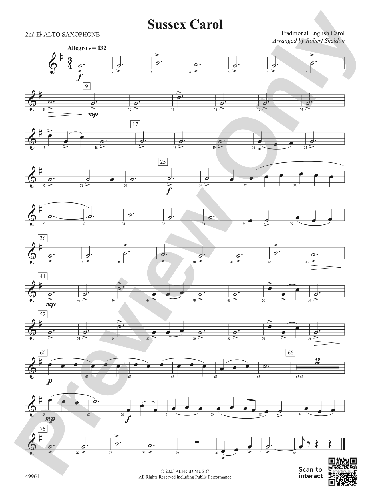 Sussex Carol: 2nd E-flat Alto Saxophone