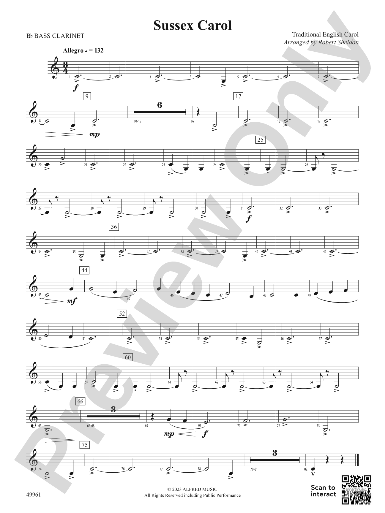 Sussex Carol: B-flat Bass Clarinet