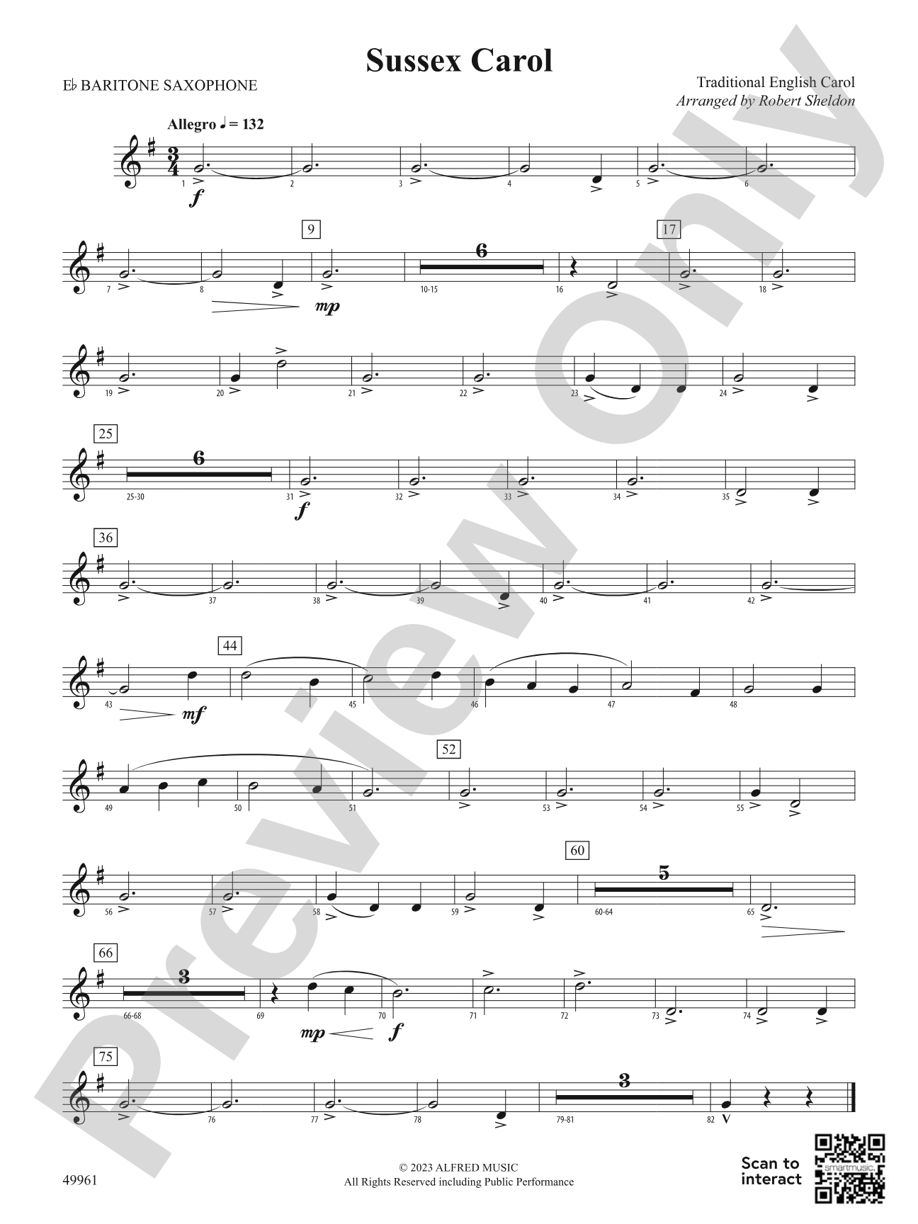 Sussex Carol: E-flat Baritone Saxophone