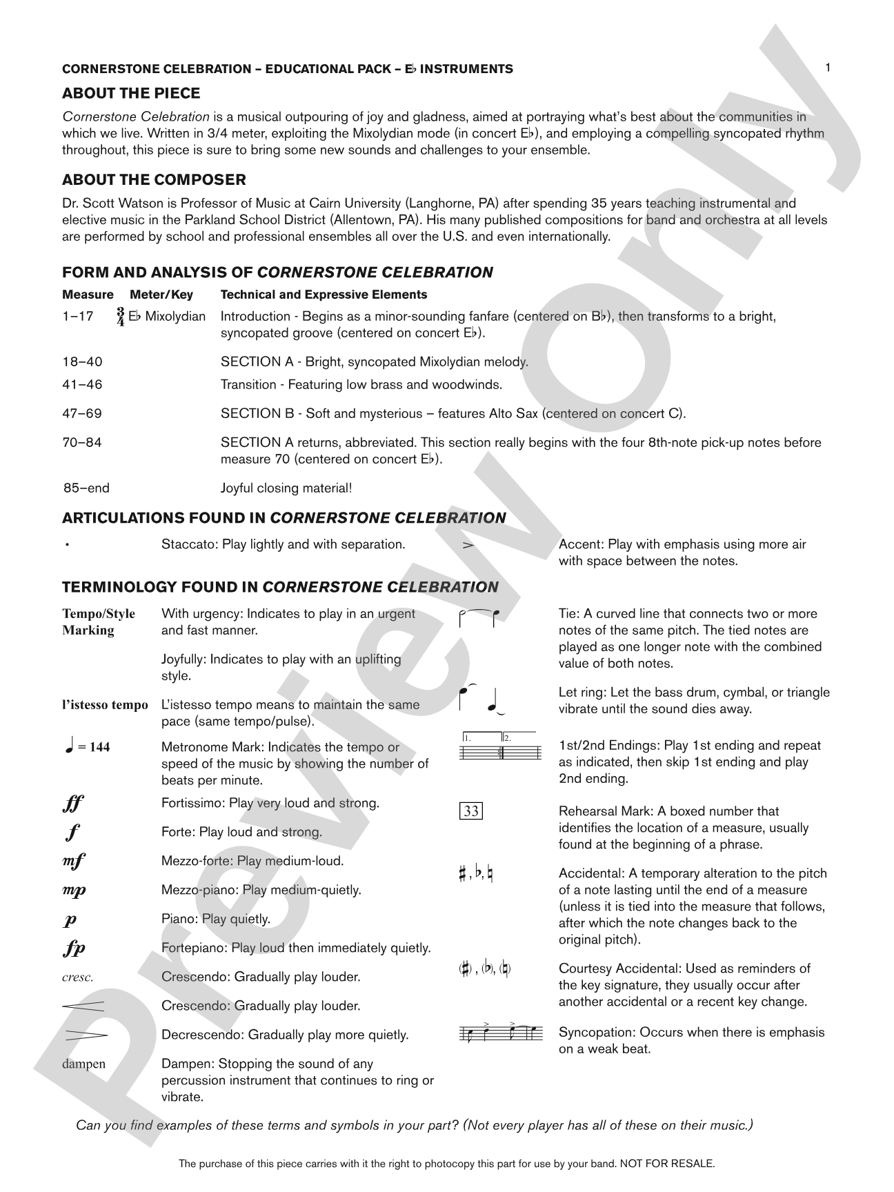 Cornerstone Celebration: Eb Educational Pack