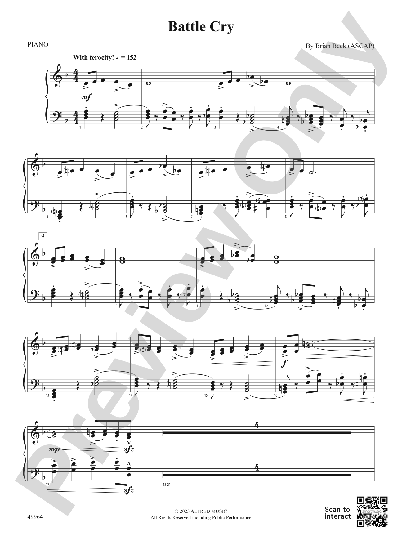 Battle Cry: Piano Accompaniment