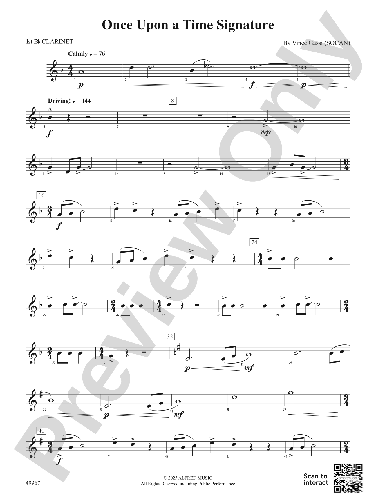 Once Upon a Time Signature: 1st B-flat Clarinet