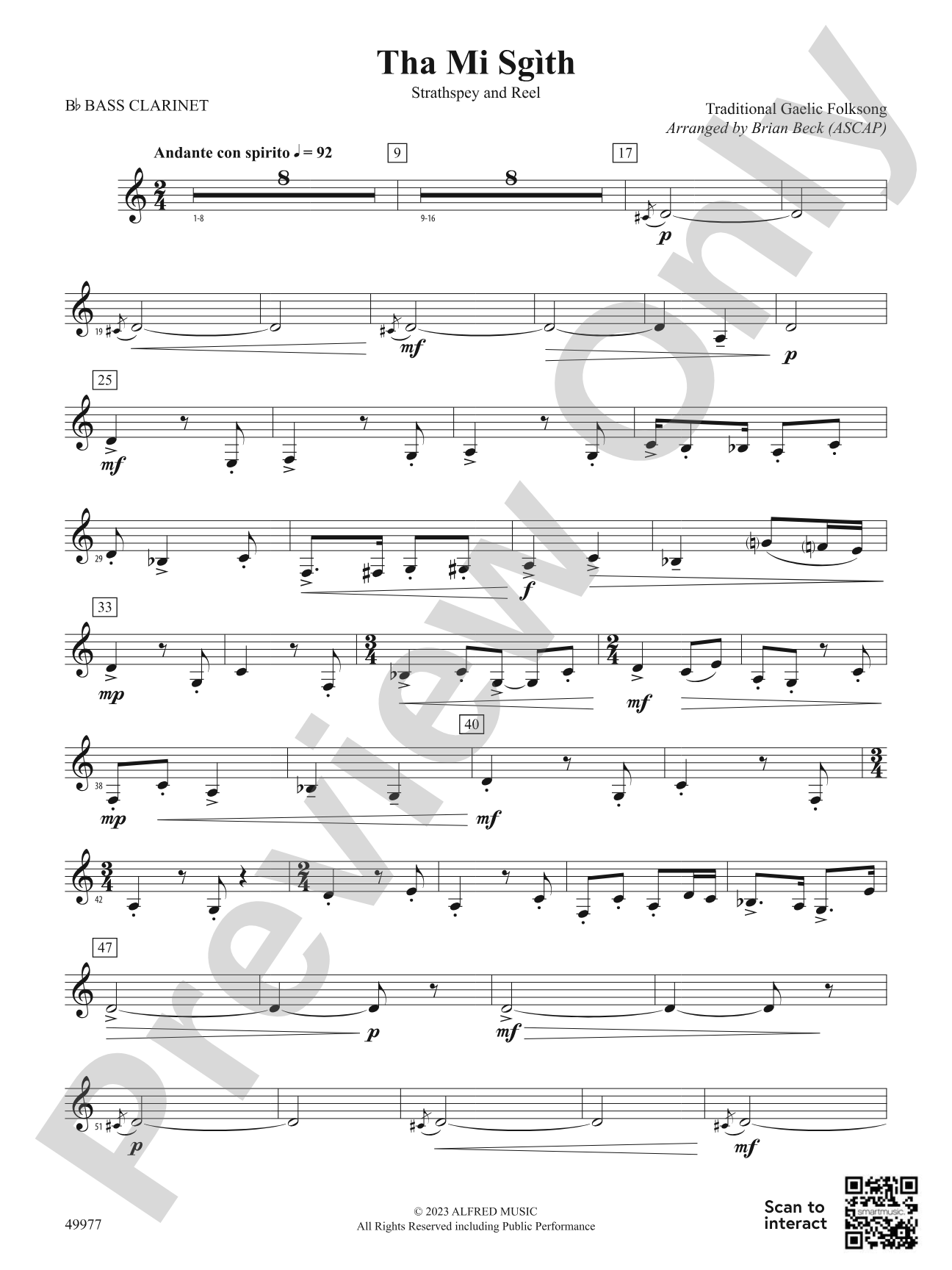 Tha Mi Sgìth: B-flat Bass Clarinet