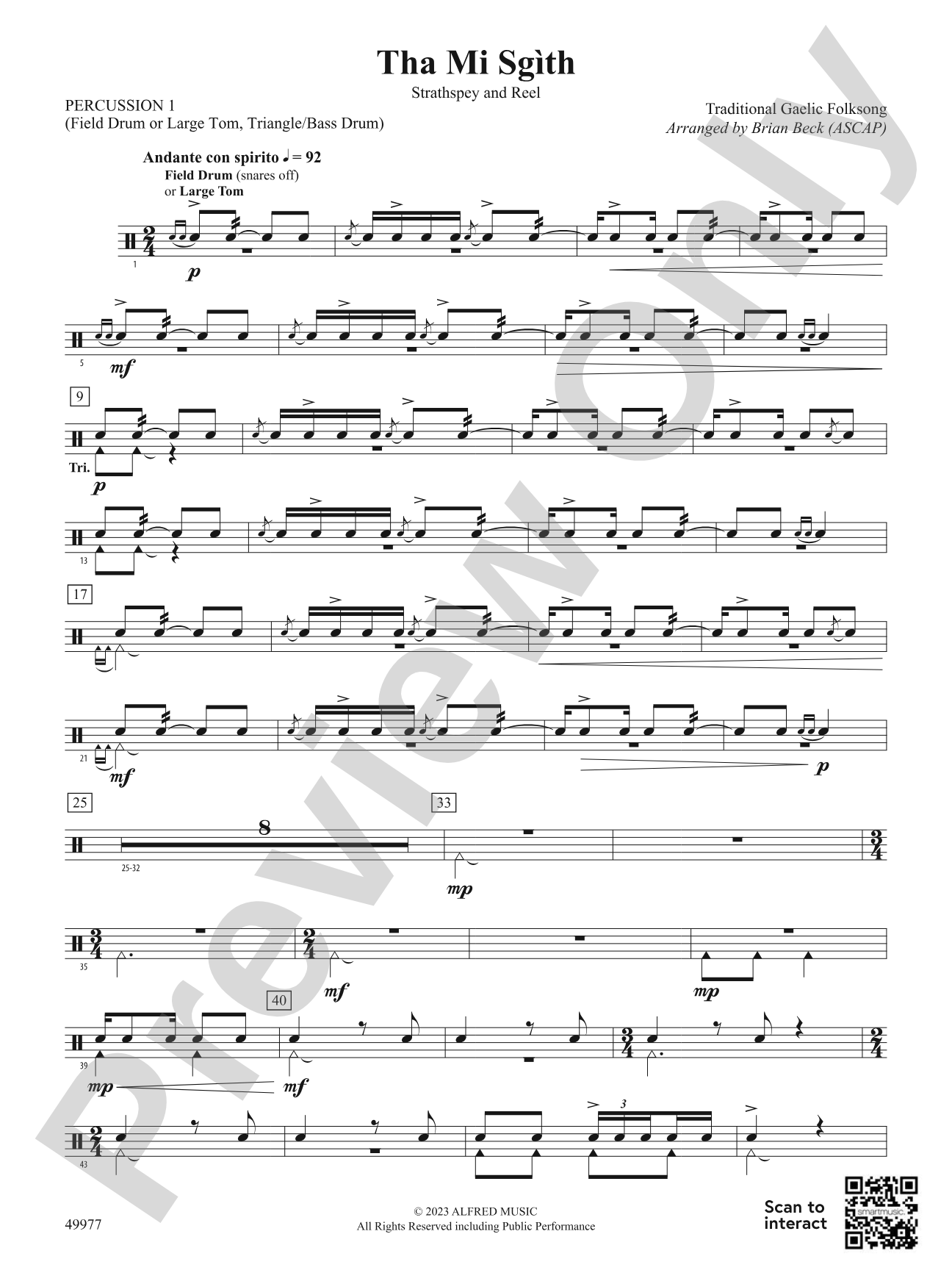 Tha Mi Sgìth: 1st Percussion