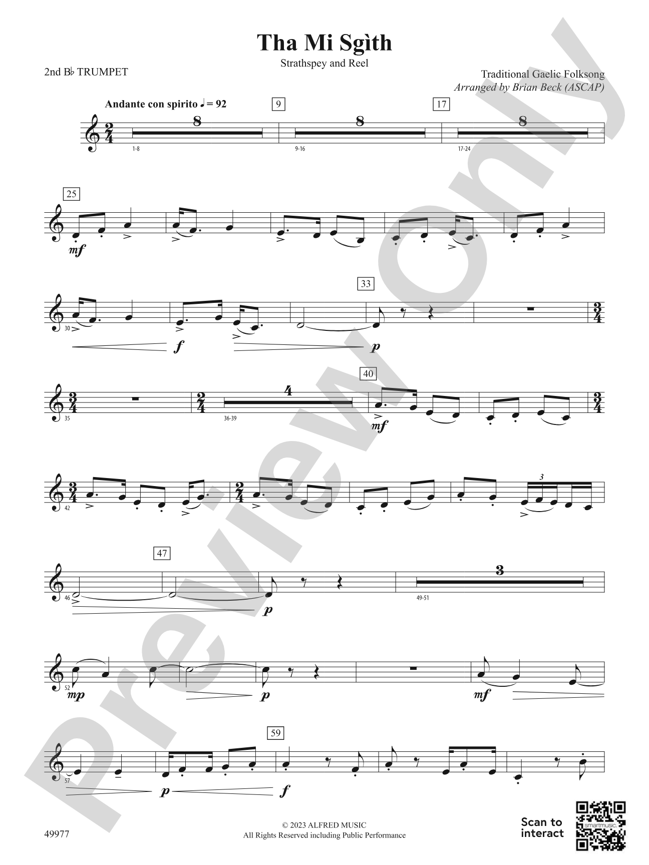 Tha Mi Sgìth: 2nd B-flat Trumpet