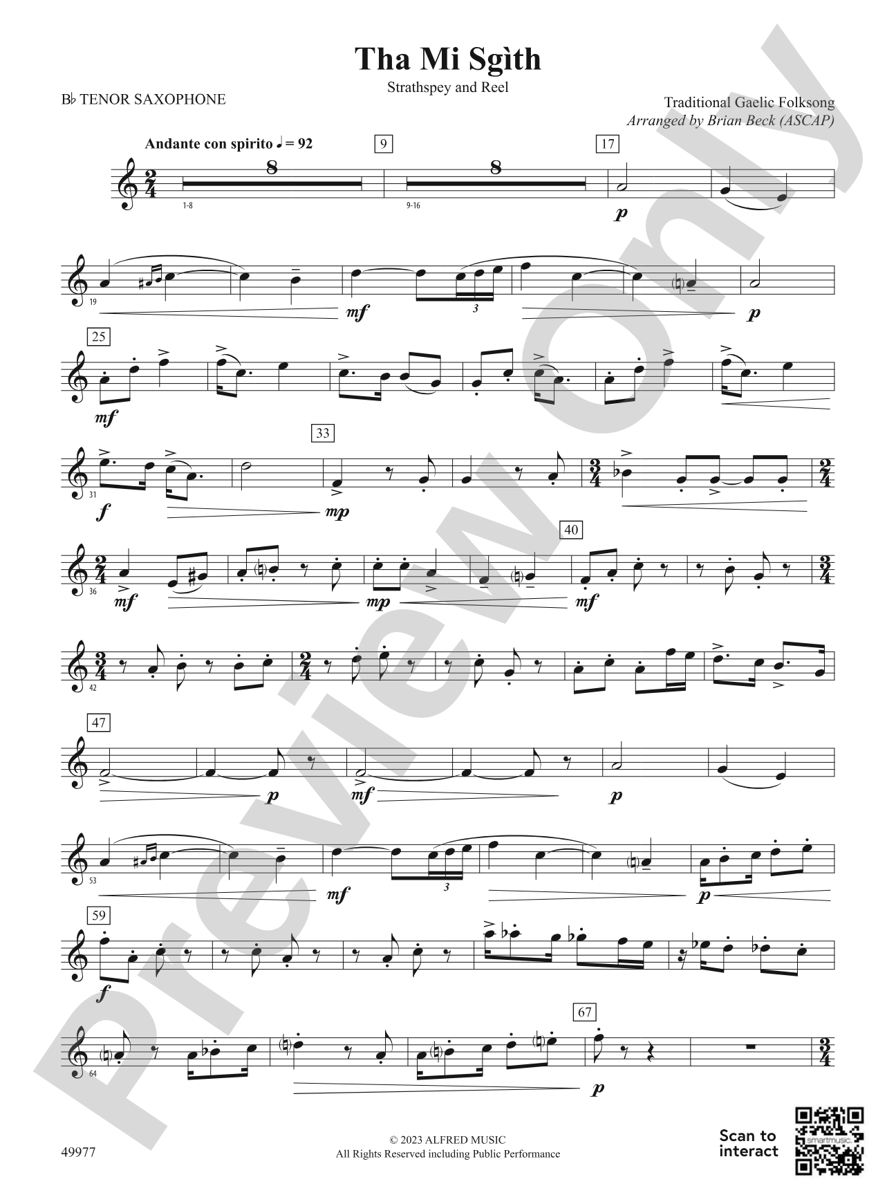Tha Mi Sgìth: B-flat Tenor Saxophone